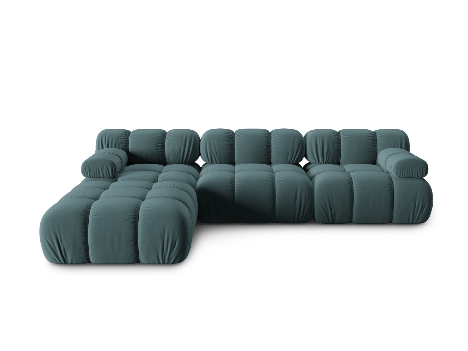 Bellis Velour modulares Sofa 4 Sitzer 188cm in Turquoise-Bluvel präsentiert im Onlineshop von KAQTU Design AG. 3er Sofa ist von Micadoni