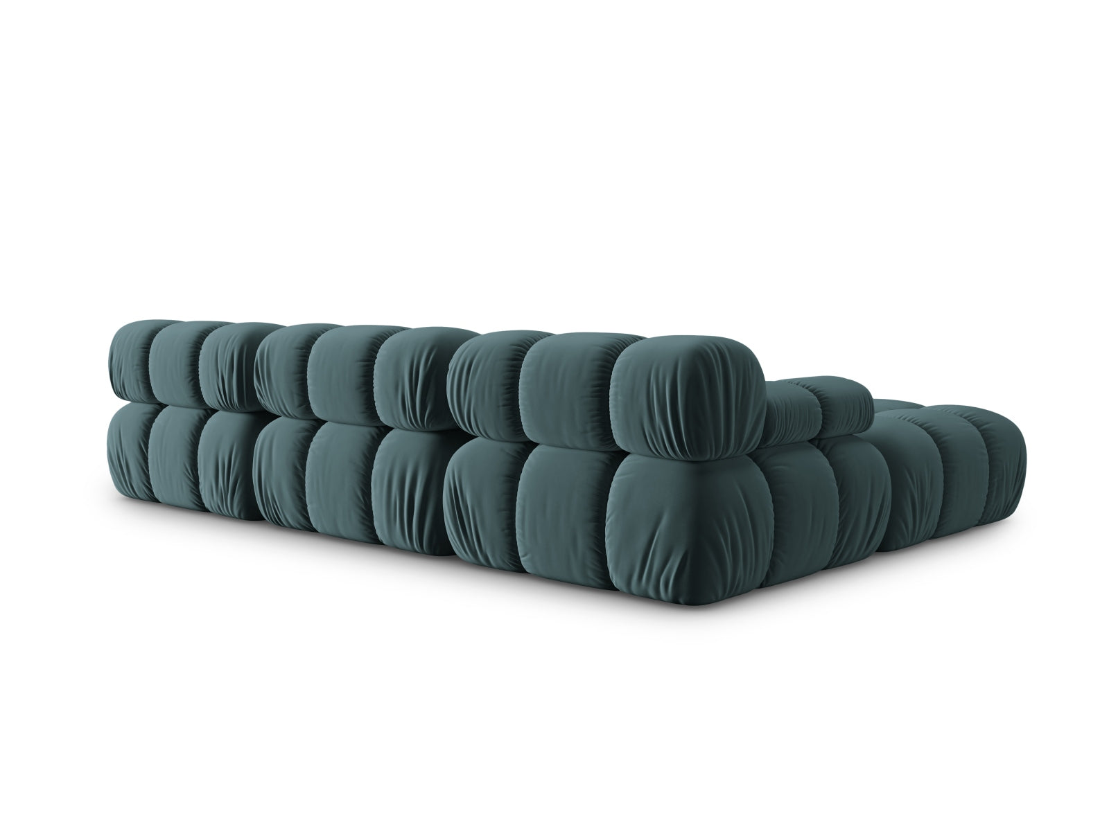 Elegantes Bellis Velour Sofa in sanftem Türkis, 4-Sitzer, ideal für stilvolle und flexible Wohnräume von Micadoni.