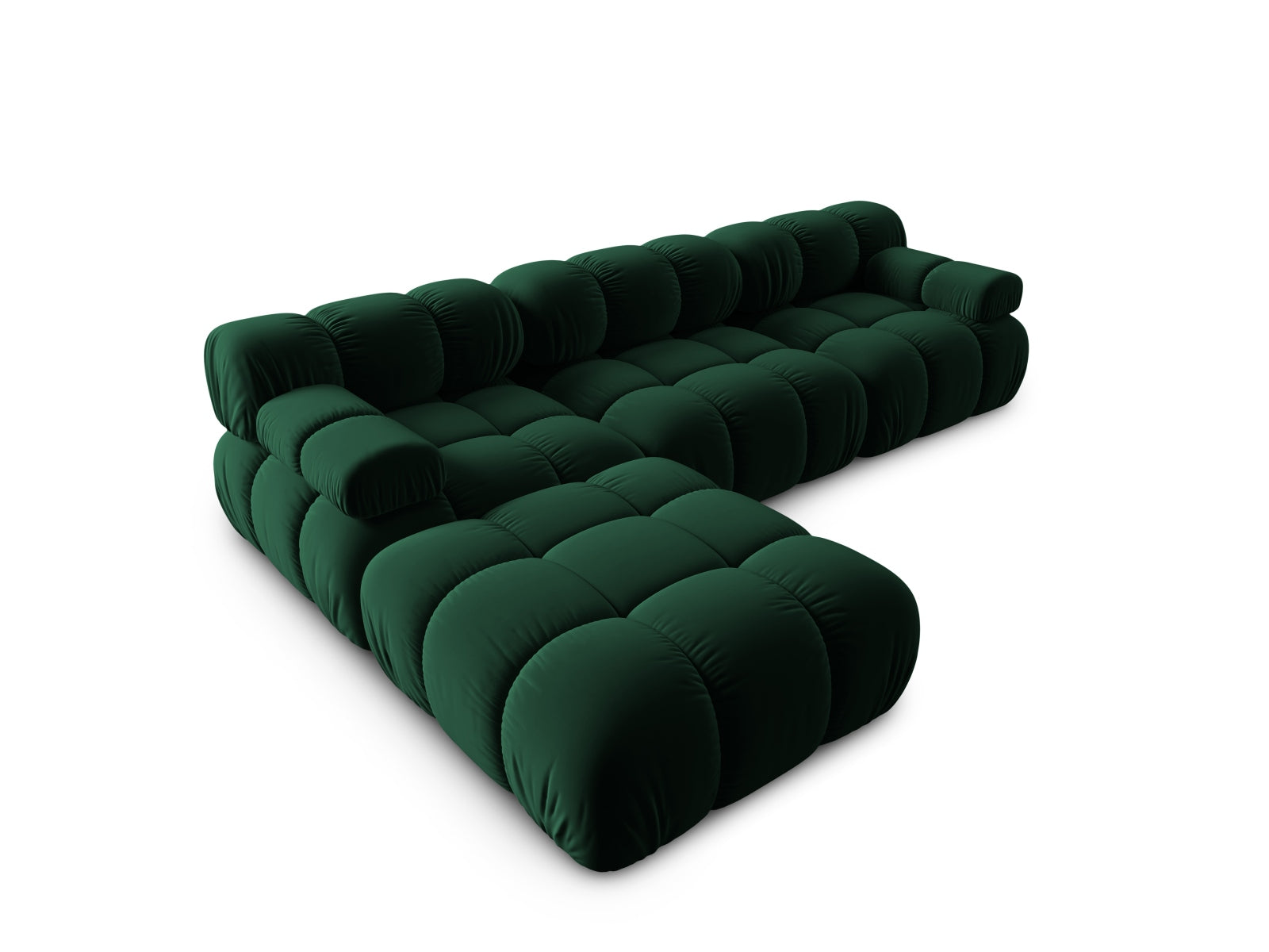 Elegantes Bellis Velour Sofa in tiefem Flaschengrün, 4-Sitzer, 188cm, linksseitig, ideal für stilvolle und einladende Wohnräume.