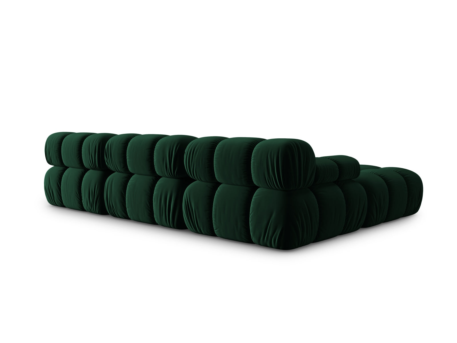Elegantes modulares 4-Sitzer Sofa Bellis in hochwertigem Velours, linksseitig, 188cm, in stilvollem Flaschengrün für zeitgemäße Einrichtung.