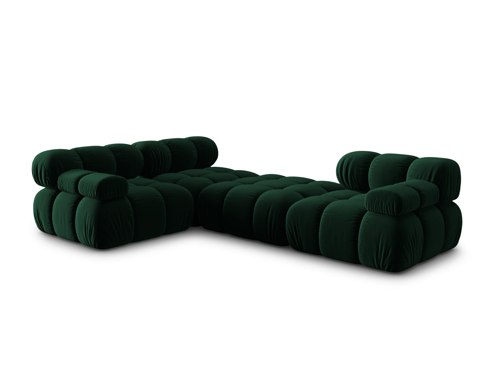 Modulares Bellis Velour Sofa in edlem Flaschengrün, 4-Sitzer, 188cm, linksseitig, perfekt für moderne Wohnkonzepte und entspannte Stunden.