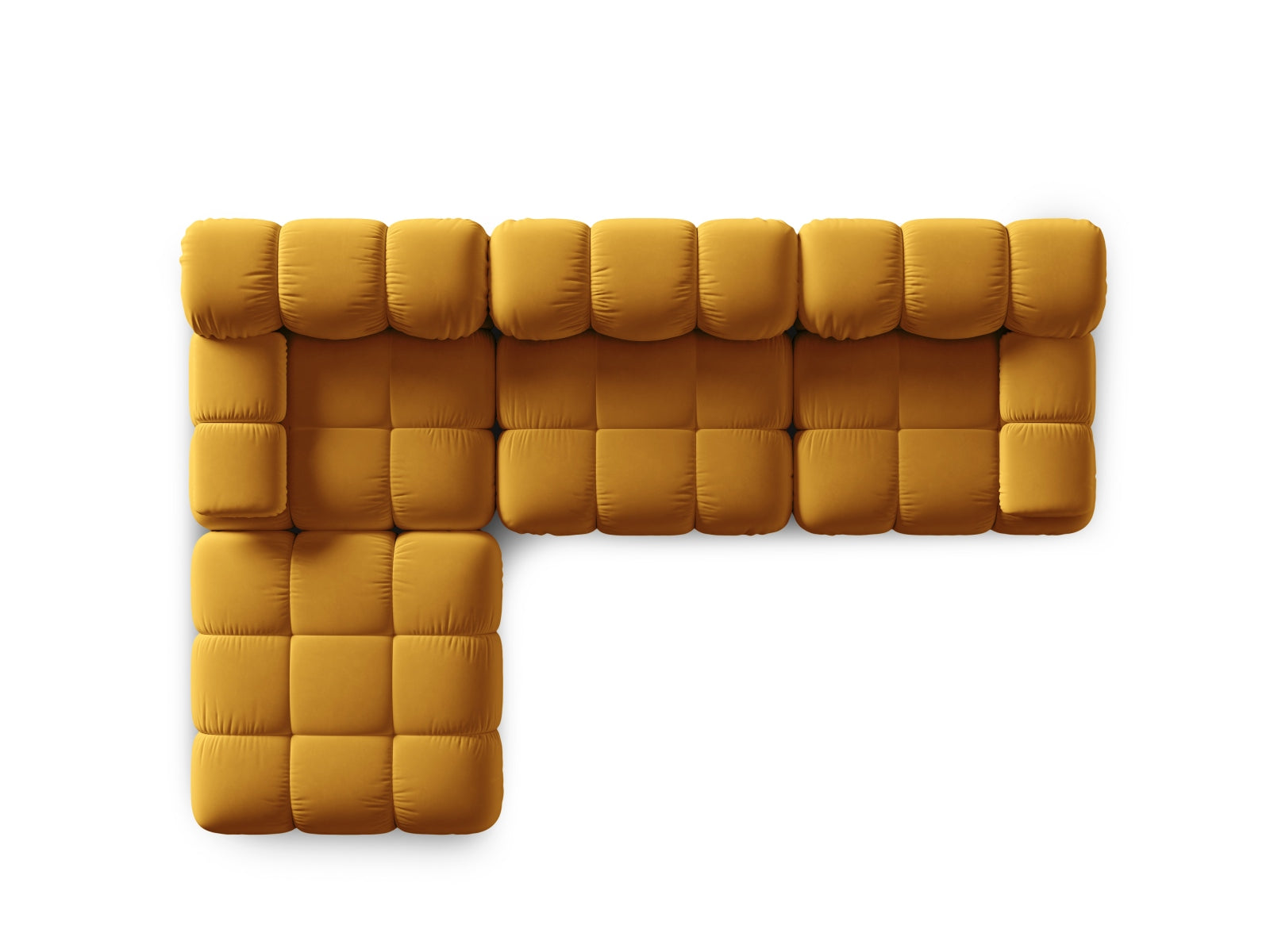 Modulares 4-Sitzer Sofa Bellis in Gelb-Blau, 188 cm, linksseitig, perfekt für moderne Wohnkonzepte und gemütliche Atmosphäre.