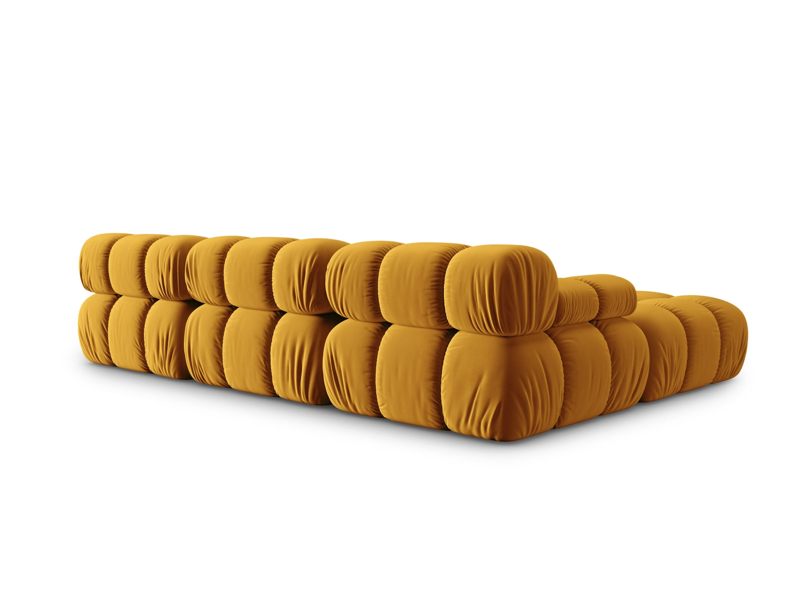 Stylisches Bellis Velour Sofa in Gelb-Blau, 4-Sitzer, 188 cm, linksseitig, ideal für trendbewusste Wohnräume und entspannte Abende.