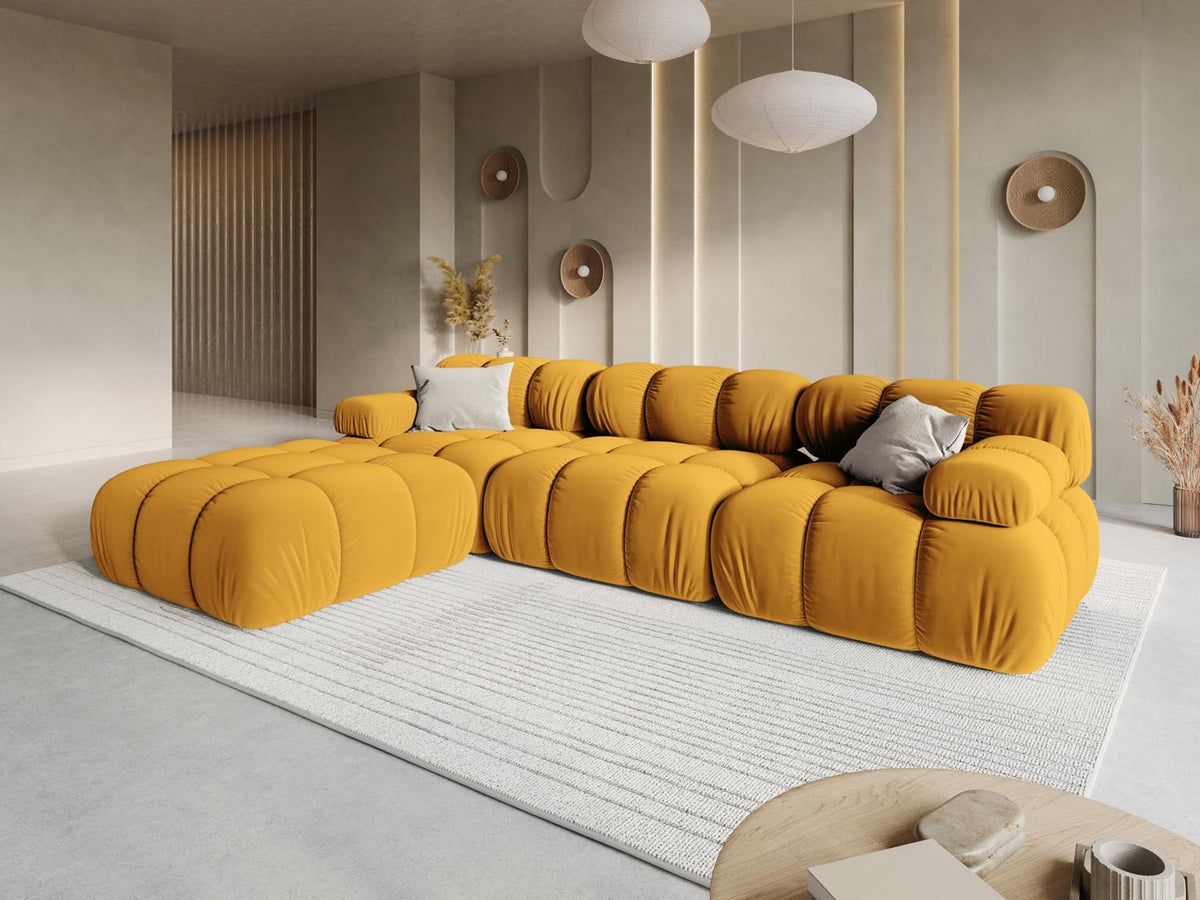 Bellis Velour modulares Sofa 4 Sitzer 188cm in Yellow-Bluvel präsentiert im Onlineshop von KAQTU Design AG. L-Sofa links ist von Micadoni