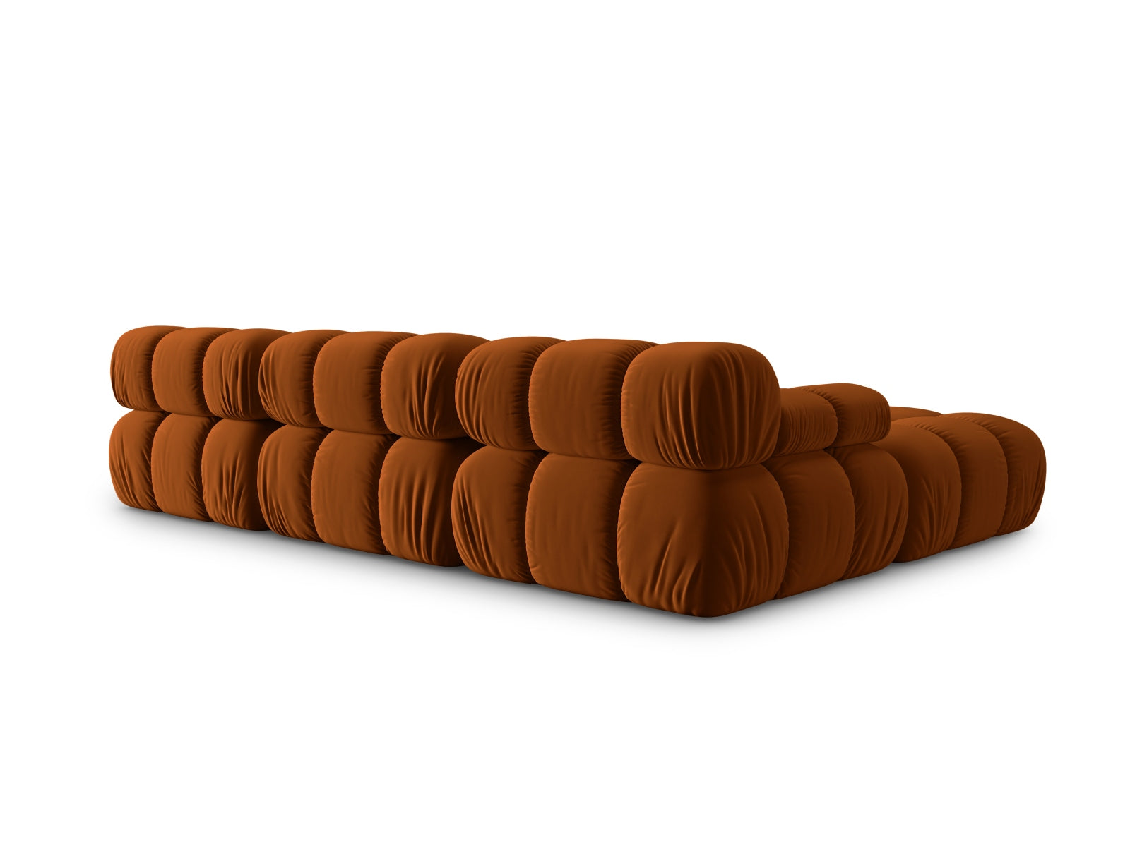 Elegantes Bellis Velour Sofa in Terracotta, ideal für stilvolle Wohnräume und flexible Einrichtungslösungen.