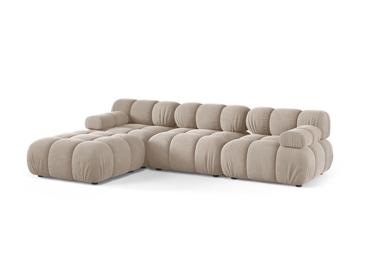 Bellis Velour modulares Sofa 4 Sitzer 188cm in Dark Beige-Bluvel präsentiert im Onlineshop von KAQTU Design AG. L-Sofa links ist von Micadoni
