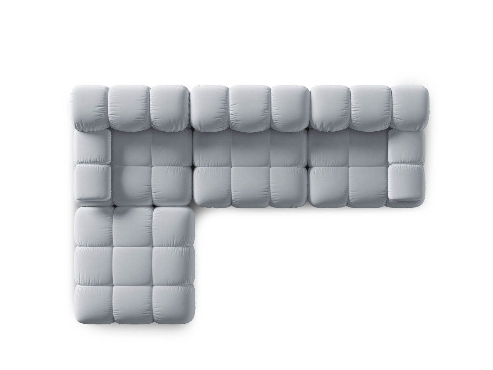 Modulares 4-Sitzer Sofa Bellis in zartem Hellblau, perfekt für moderne Wohnkonzepte und entspannte Stunden mit Freunden und Familie.