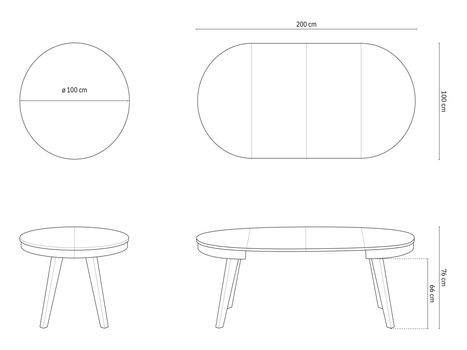 Ausziehbarer Esstisch Ludia 8 Plätze, 100/200x100x76 in präsentiert im Onlineshop von KAQTU Design AG. Esstisch ist von Micadoni