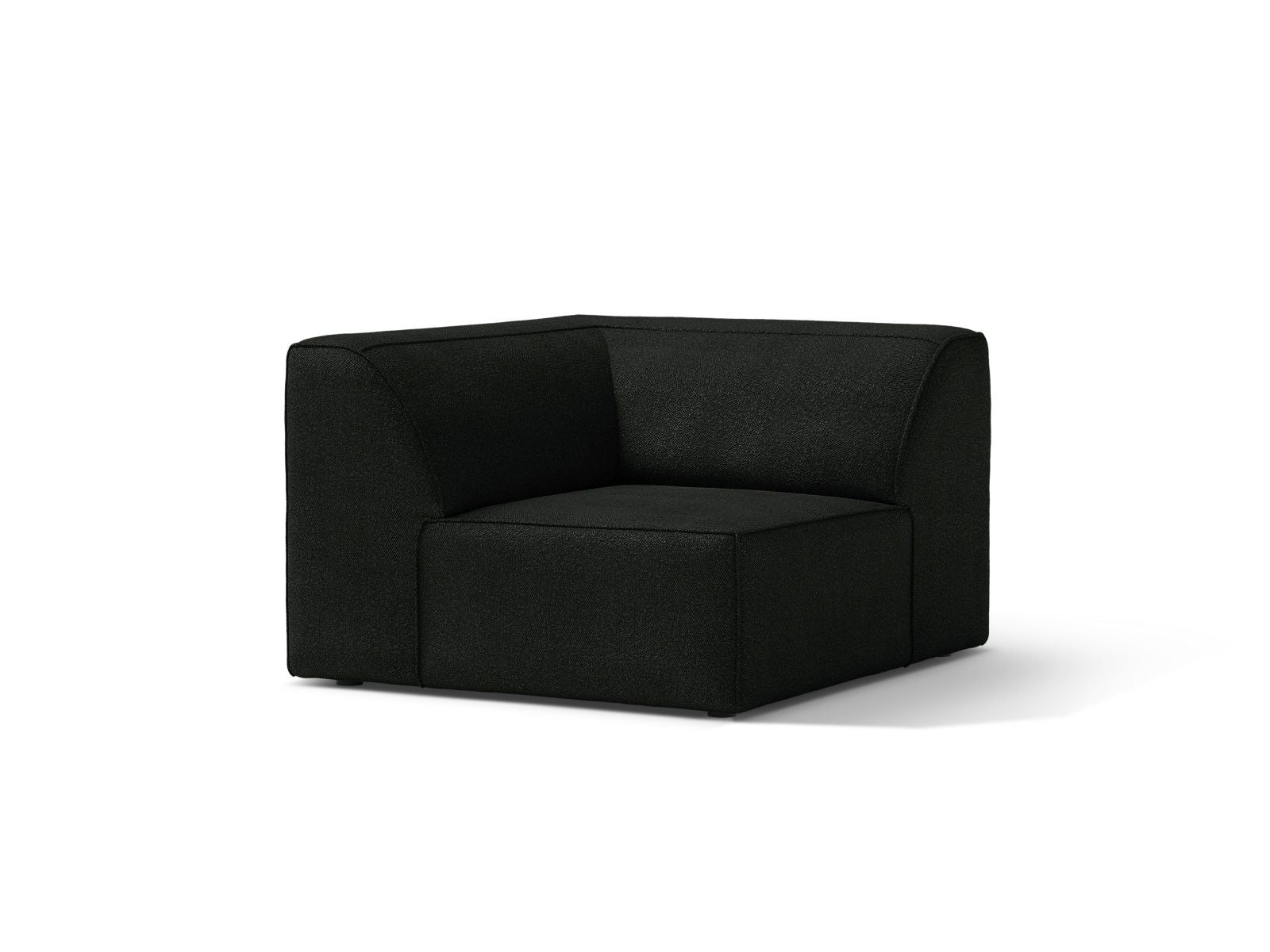 Elegantes 1-Sitzer Eckmodul Jodie in stilvollem Schwarz, ideal für individuelle Sofa-Kombinationen im modernen Wohnraum.