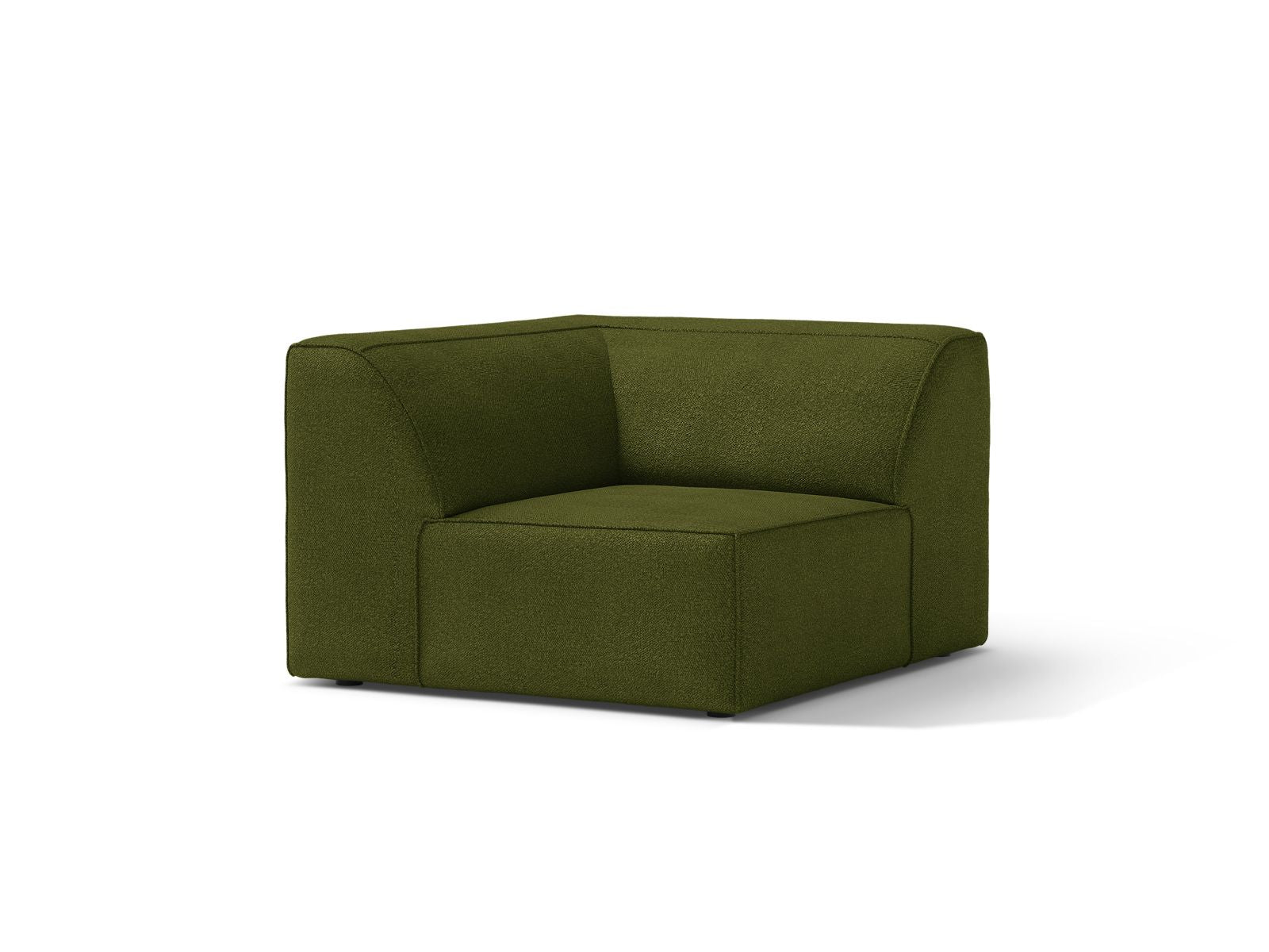 Elegantes 1-Sitzer Eckmodul Jodie in Dunkelolivgrün, ideal für individuelle Sofa-Kombinationen, präsentiert von Micadoni.