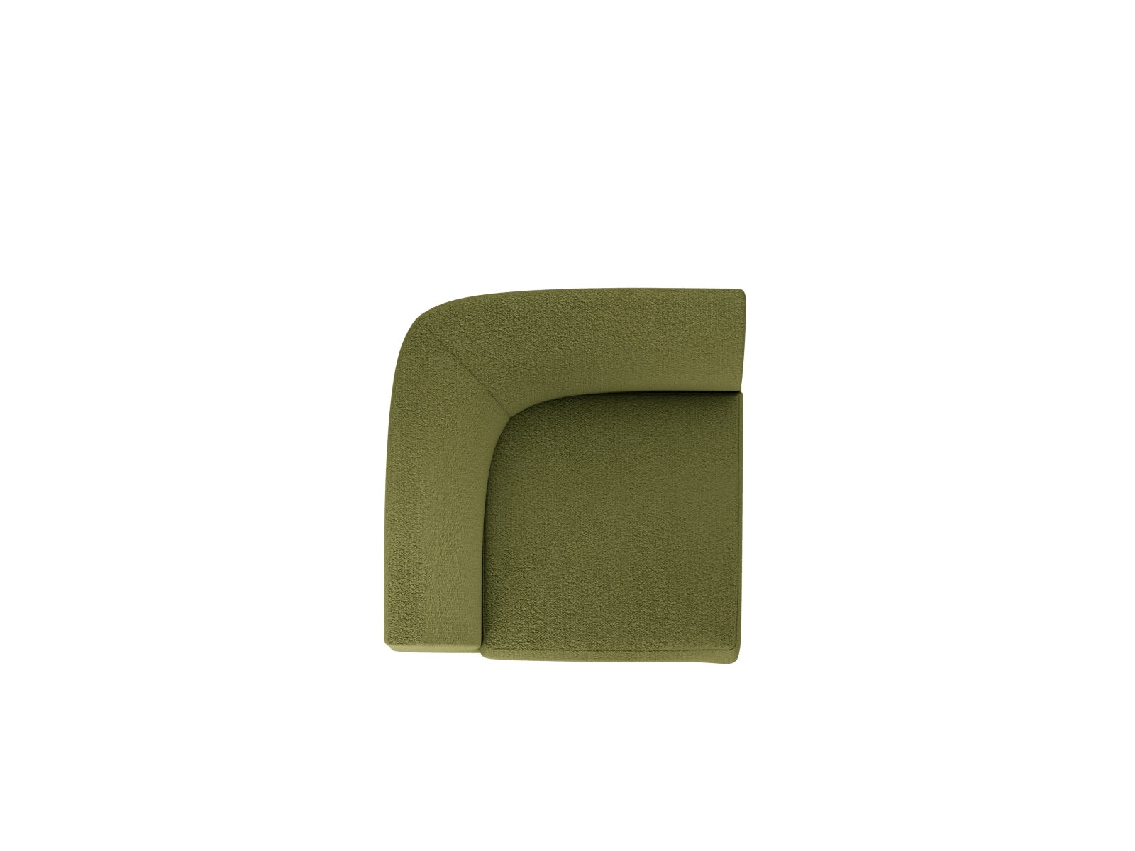 Eleganter Miley Corner Modul 1 Sitzer in Dunkelolivgrün, perfektes modulares Sofa für stilvolle und gemütliche Wohnambiente.
