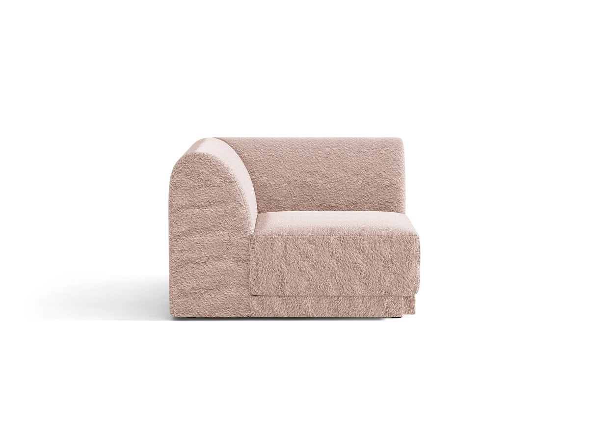 Miley Eckmodul von Micadoni in Dunkelbeige, modulares Sofa mit Stoffbezug Bluvel 30 und schwarzen Kunststoffbeinen aus Polypropylen