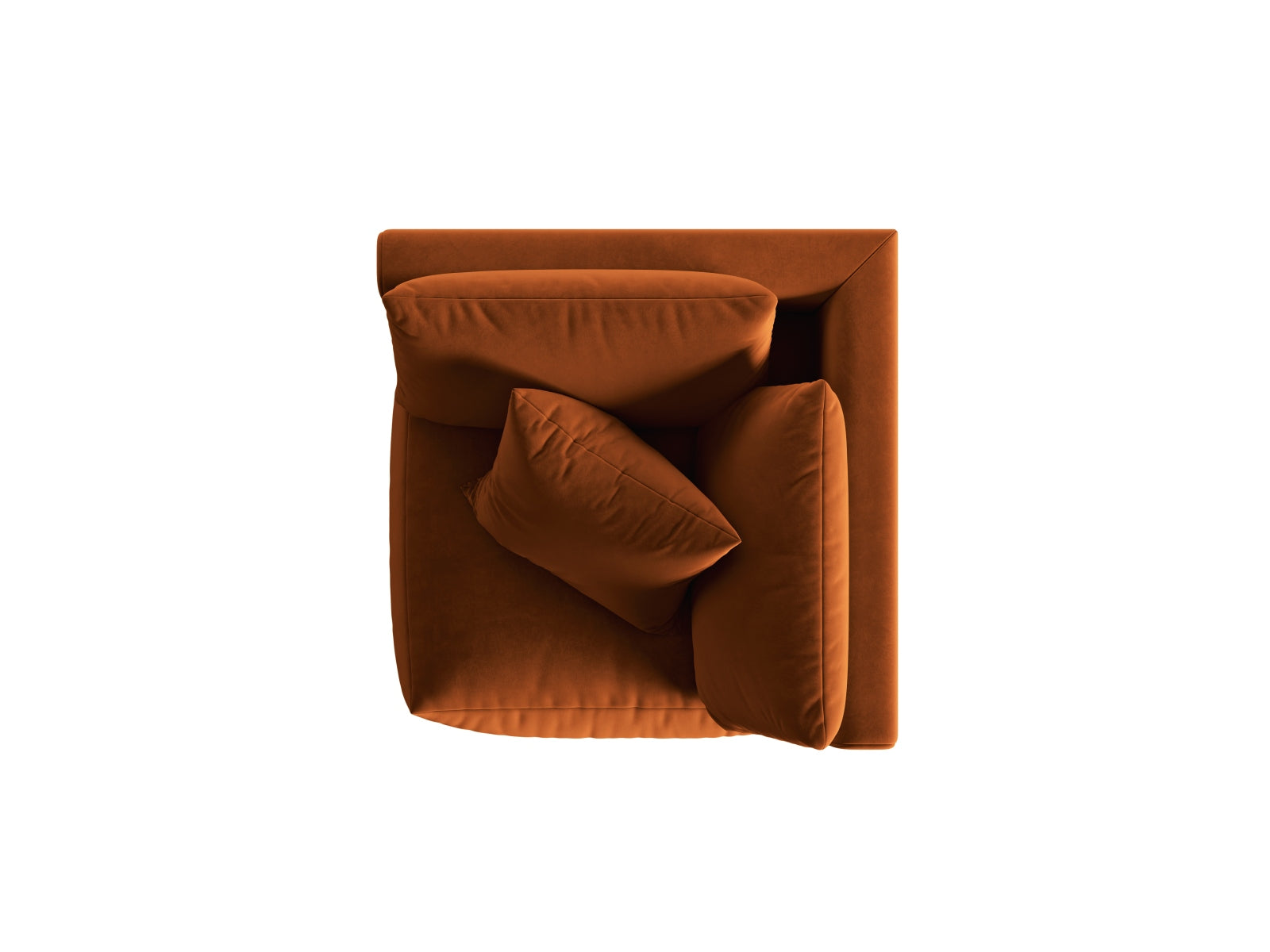 Eleganter Chris Velour Modul Corner 1 Sitzer in warmem Terracotta, ideal für stilvolle und zeitgemäße Einrichtungsideen.