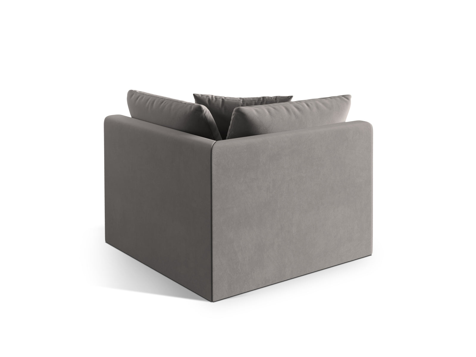 Stylischer grauer Chris Velour Modul Corner 1 Sitzer, perfekt für moderne Wohnkonzepte und flexible Raumgestaltungen.