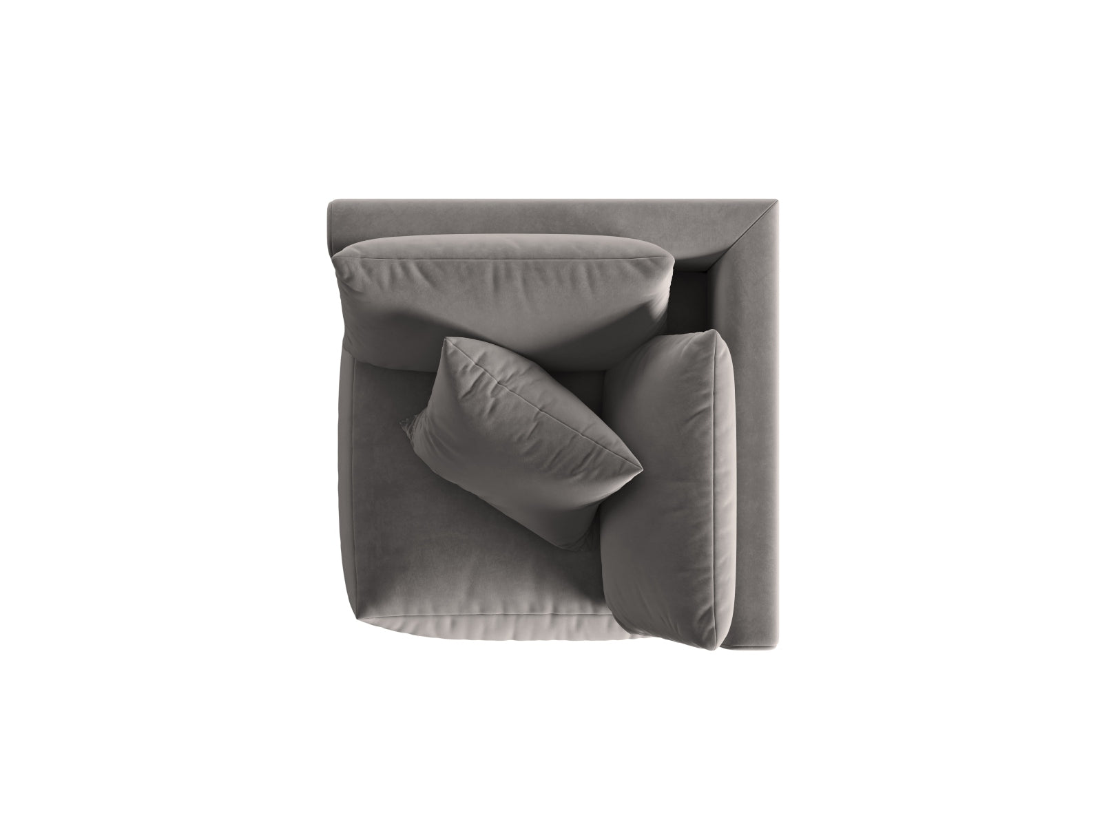 Eleganter grauer Chris Velour Modul Corner 1 Sitzer, ideal für anpassbare Wohnräume und zeitgemäße Einrichtungslösungen.