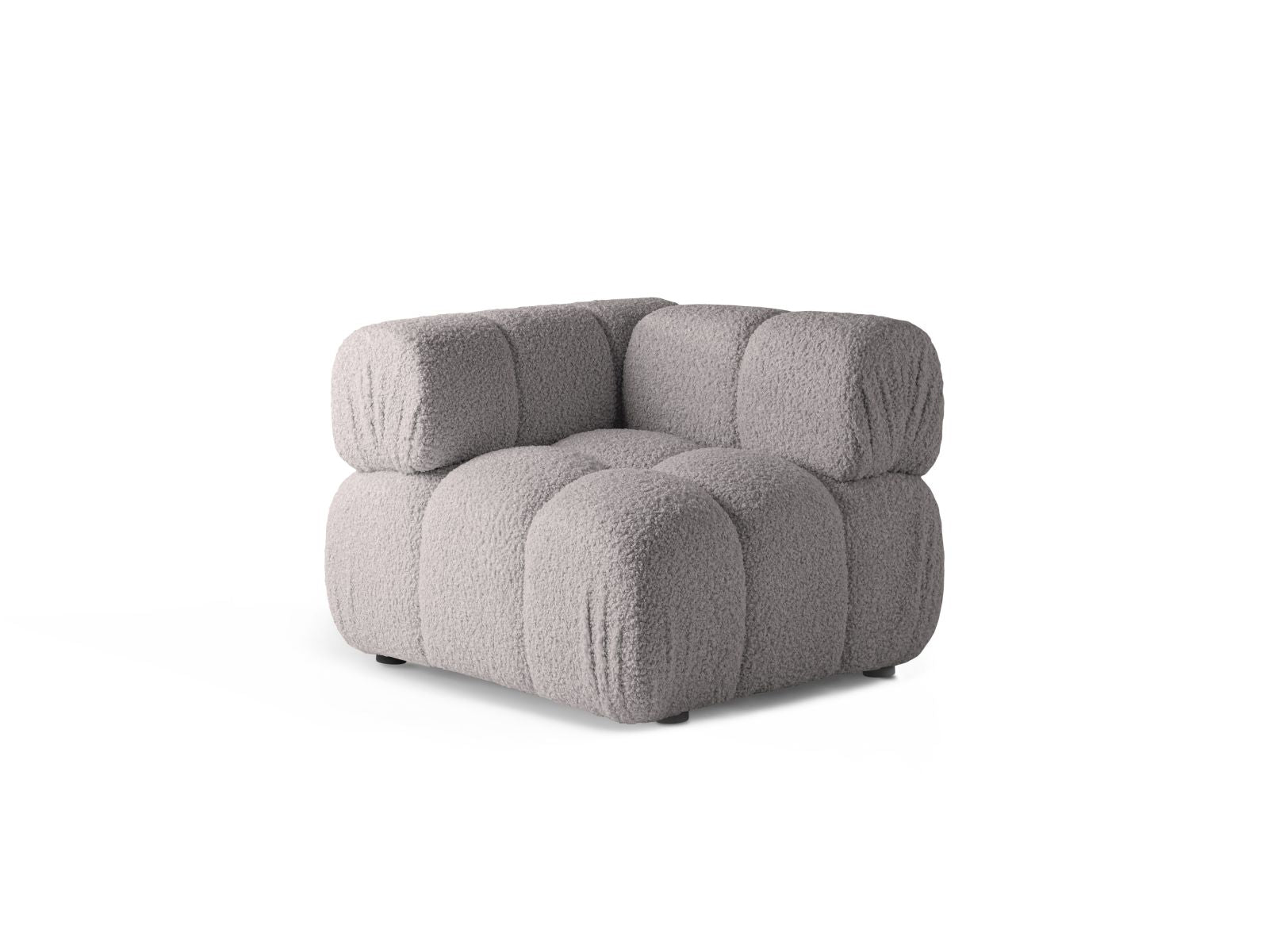 Elegantes 1-Sitzer Eckmodul Bellis in hellem Grau, ideal für individuelle Sofa-Gestaltung, erhältlich bei KAQTU Design AG.