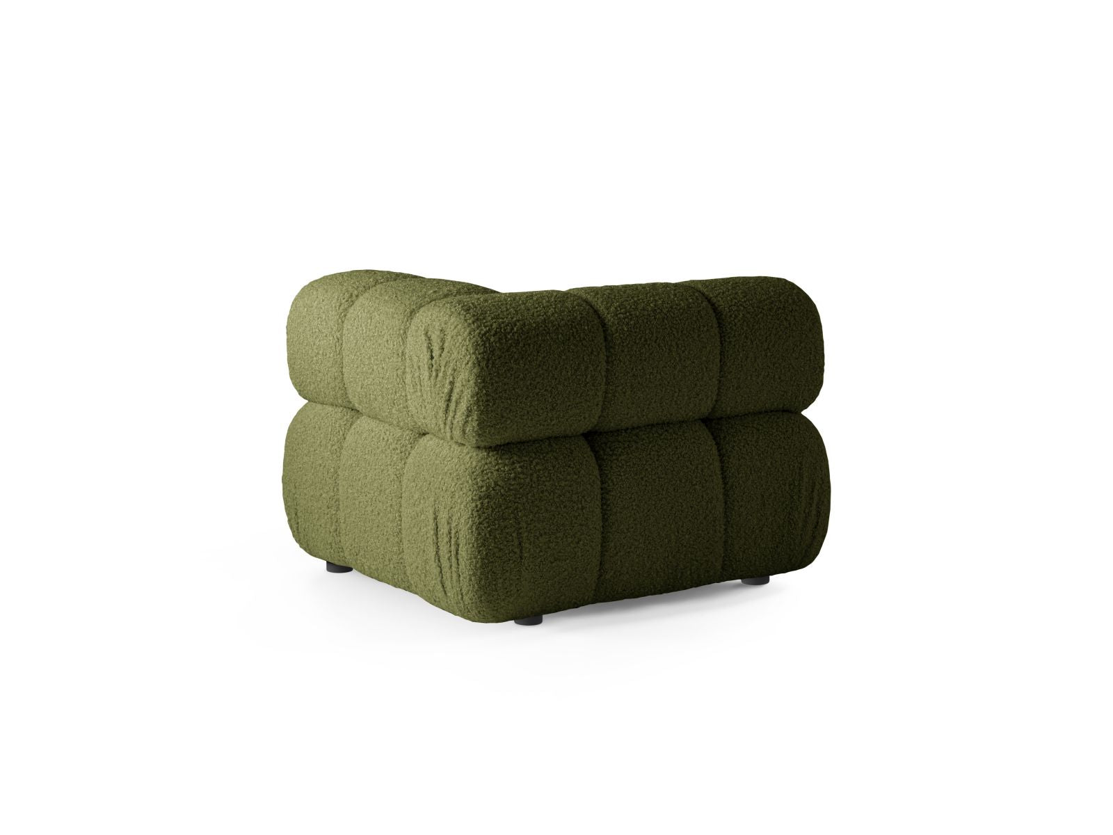 Elegantes 1-Sitzer Eckmodul Bellis in modernem Grünton, ideal für individuelle und flexible Sofa-Layouts in modernen Wohnräumen.