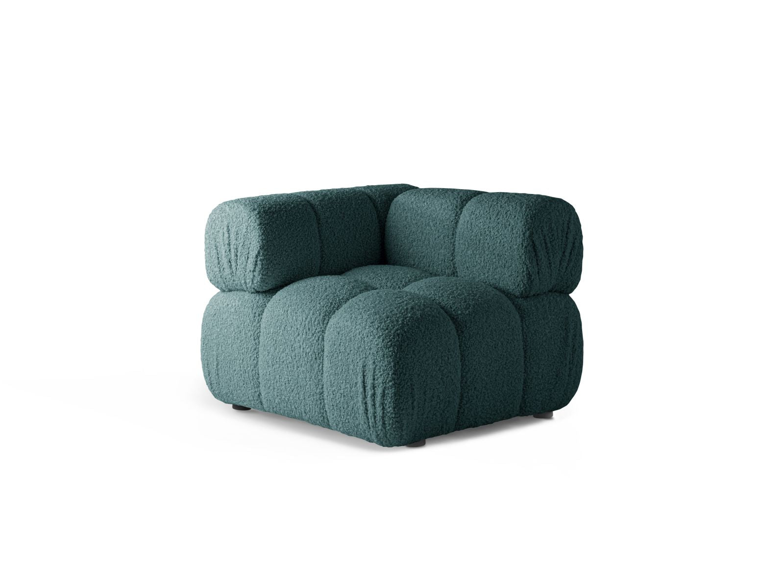 Elegantes 1-Sitzer Eckmodul Bellis in stilvollem Petrol, ideal für individuelle Sofa-Kombinationen im modernen Wohnraum.