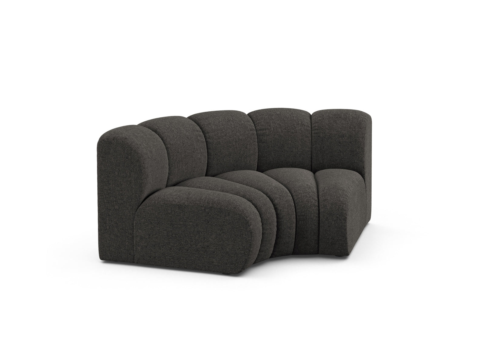 Eleganter Lupine Modul Corner 1 Sitzer in Dunkelgrau, ideal für stilvolle Wohnräume. Teil der flexiblen Sofaserie von Micadoni.