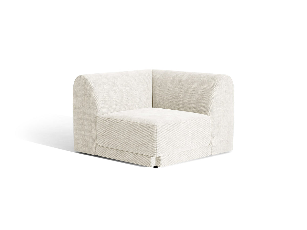 Miley Eckmodul von Micadoni in Dunkelbeige, modulares Sofa mit Stoffbezug Bluvel 30 und schwarzen Kunststoffbeinen aus Polypropylen