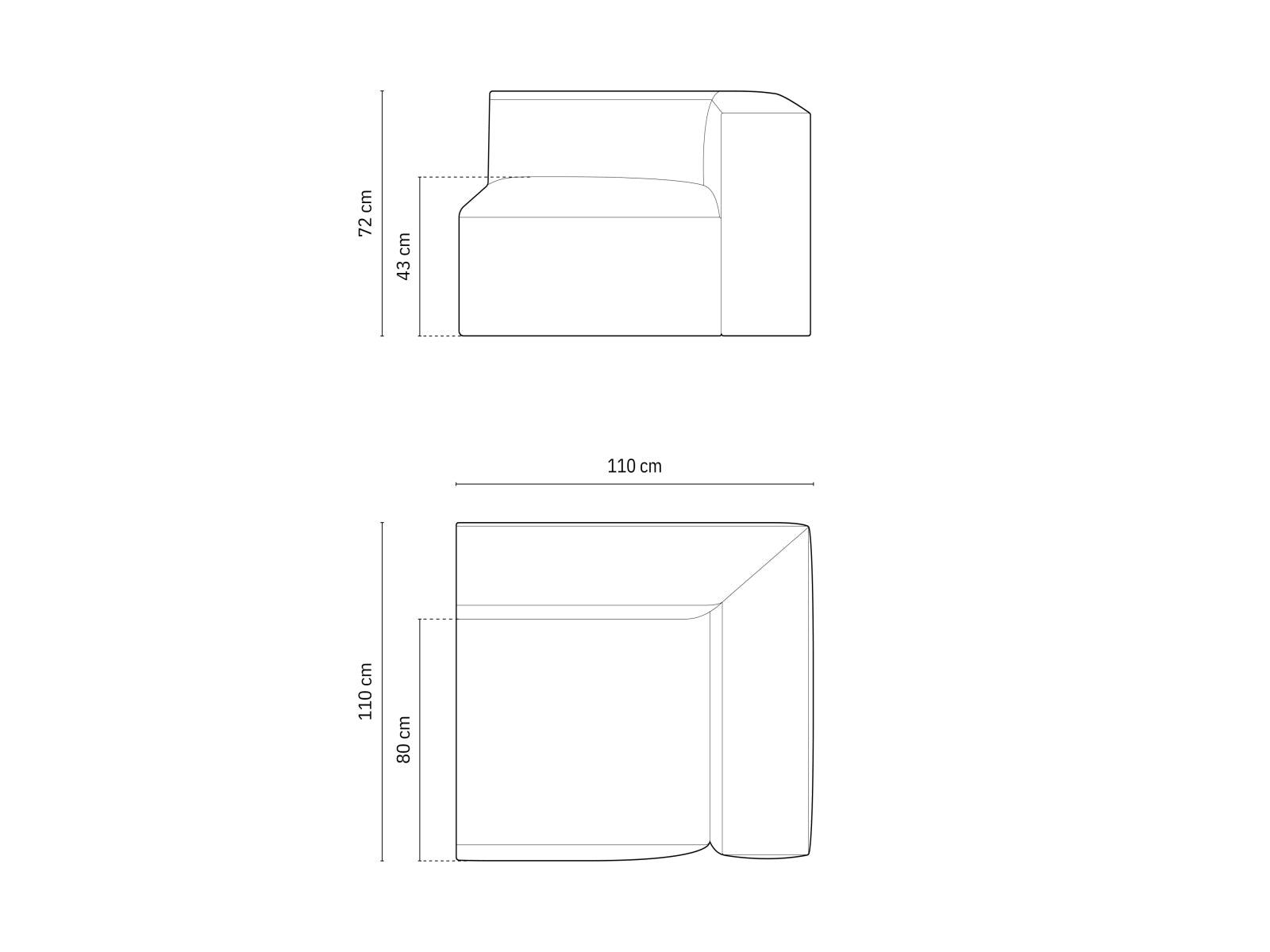 Beige 1-Sitzer Eckmodul Nuria von Micadoni, ideal für kreative Sofa-Arrangements und elegantes Wohndesign im Wohnbereich.