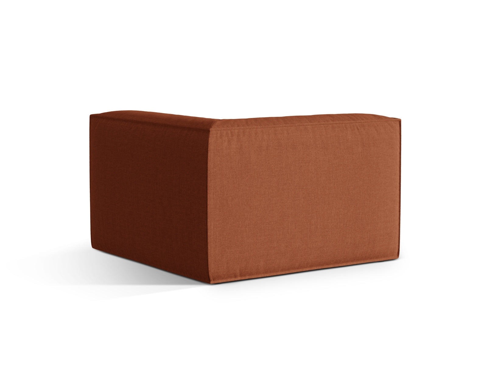 Elegantes 1-Sitzer Eckmodul Nuria in warmem Ziegelrot, ideal für individuelle Sofa-Arrangements und moderne Wohnstile.