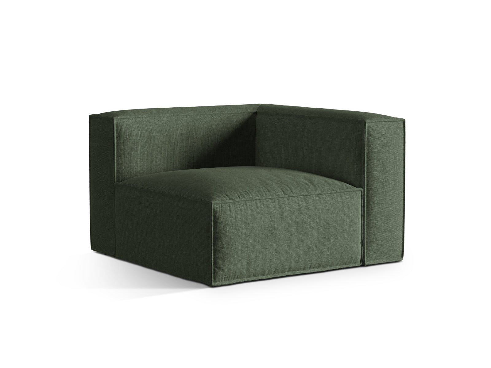 Elegantes 1-Sitzer Eckmodul Nuria in Moss Green-Liberty, ideal für individuelle Sofa-Gestaltung, erhältlich bei KAQTU Design AG.