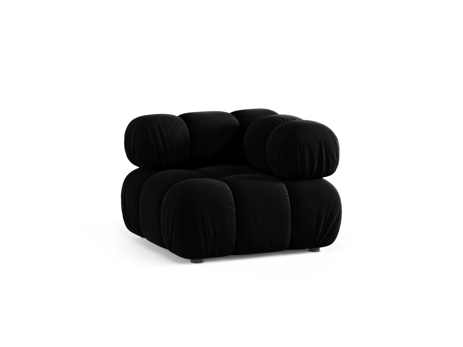 Elegantes 1-Sitzer Eckmodul Bellis in stilvollem Schwarz, ideal für individuelle Sofa-Kombinationen im modernen Wohnraum.