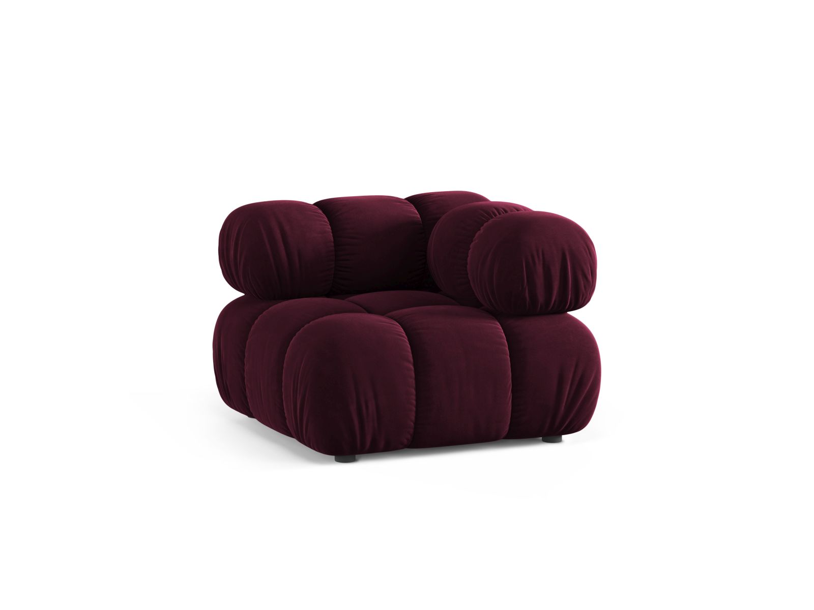 Elegantes 1-Sitzer Eckmodul Bellis in tiefem Burgunderrot, ideal für individuelle Sofa-Gestaltung im modernen Wohnraum.