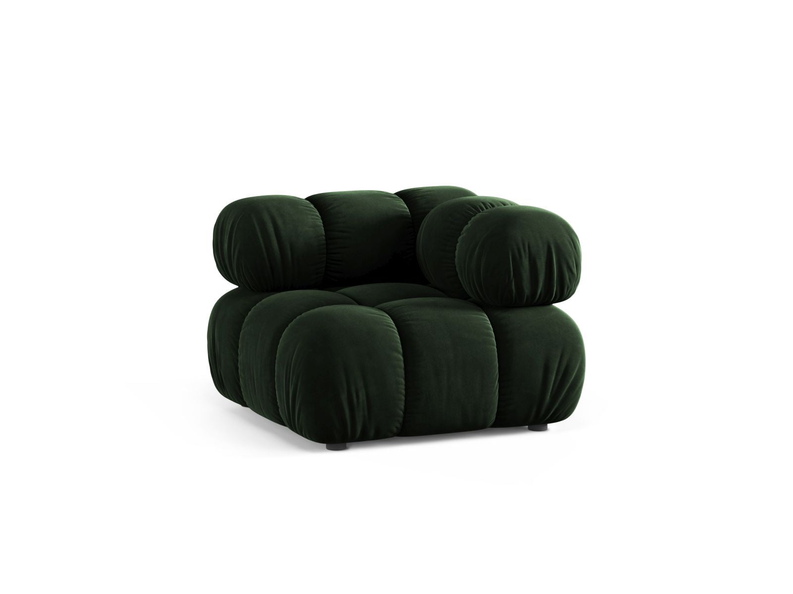 Elegantes 1-Sitzer Eckmodul Bellis in sattem Flaschengrün, ideal für individuelle Sofa-Kombinationen im modernen Wohnraum.