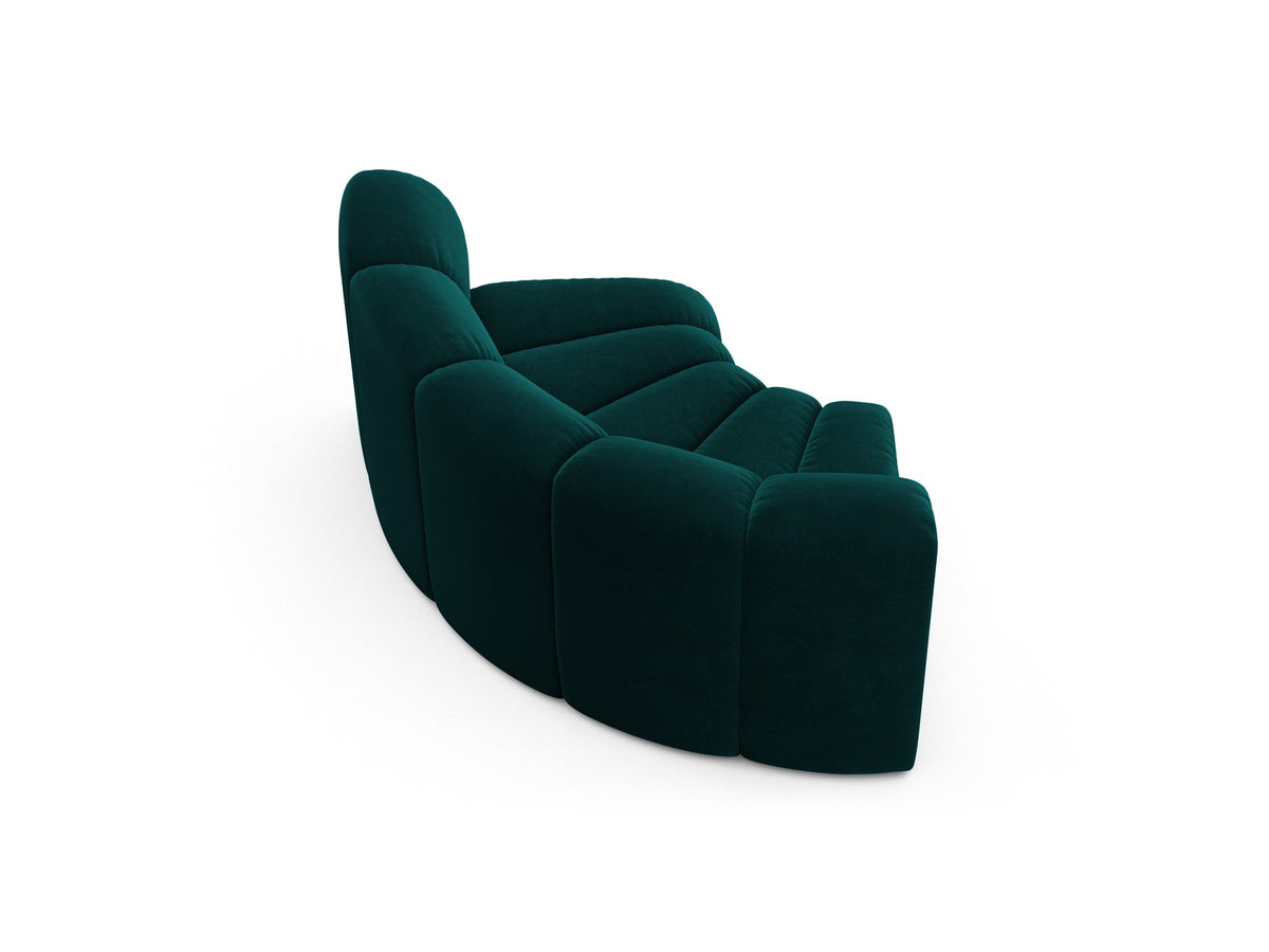 Produktfoto des Lupine Eckmoduls von Micadoni: modulares Sofa-Eckelement in leichtem Beige mit Venus-Samtbezug und schwarzen Kunststoffbeinen.