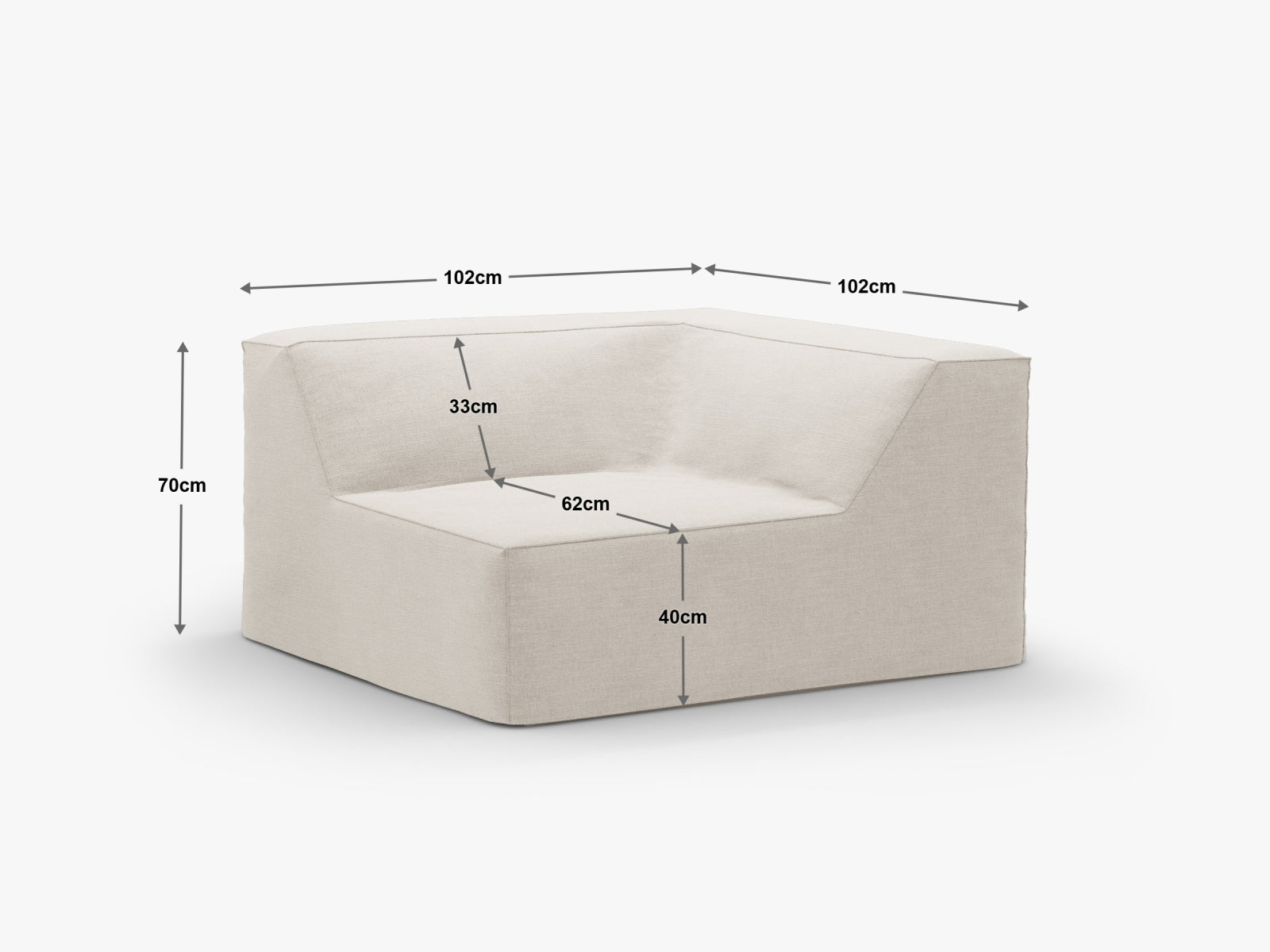 Jodie Corner Modul 1 Sitzer mit abnehmbaren Bezug in Light Green-LINS präsentiert im Onlineshop von KAQTU Design AG. Modulares Sofa ist von Micadoni