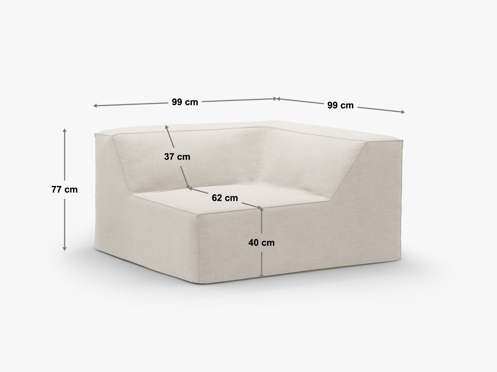 Beige Jodie Corner Modul 1 Sitzer von Micadoni, elegantes Sofa-Element für individuelle Raumgestaltung und modernes Ambiente.
