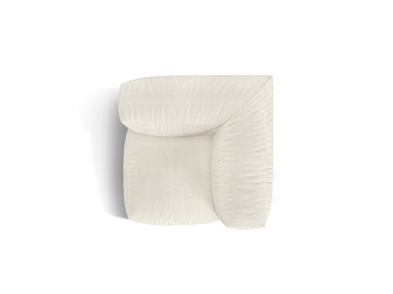 Stilvolles 1-Sitzer Eckmodul Martina in sanftem Ivory-Monet, perfekt für kreative und moderne Wohnkonzepte.