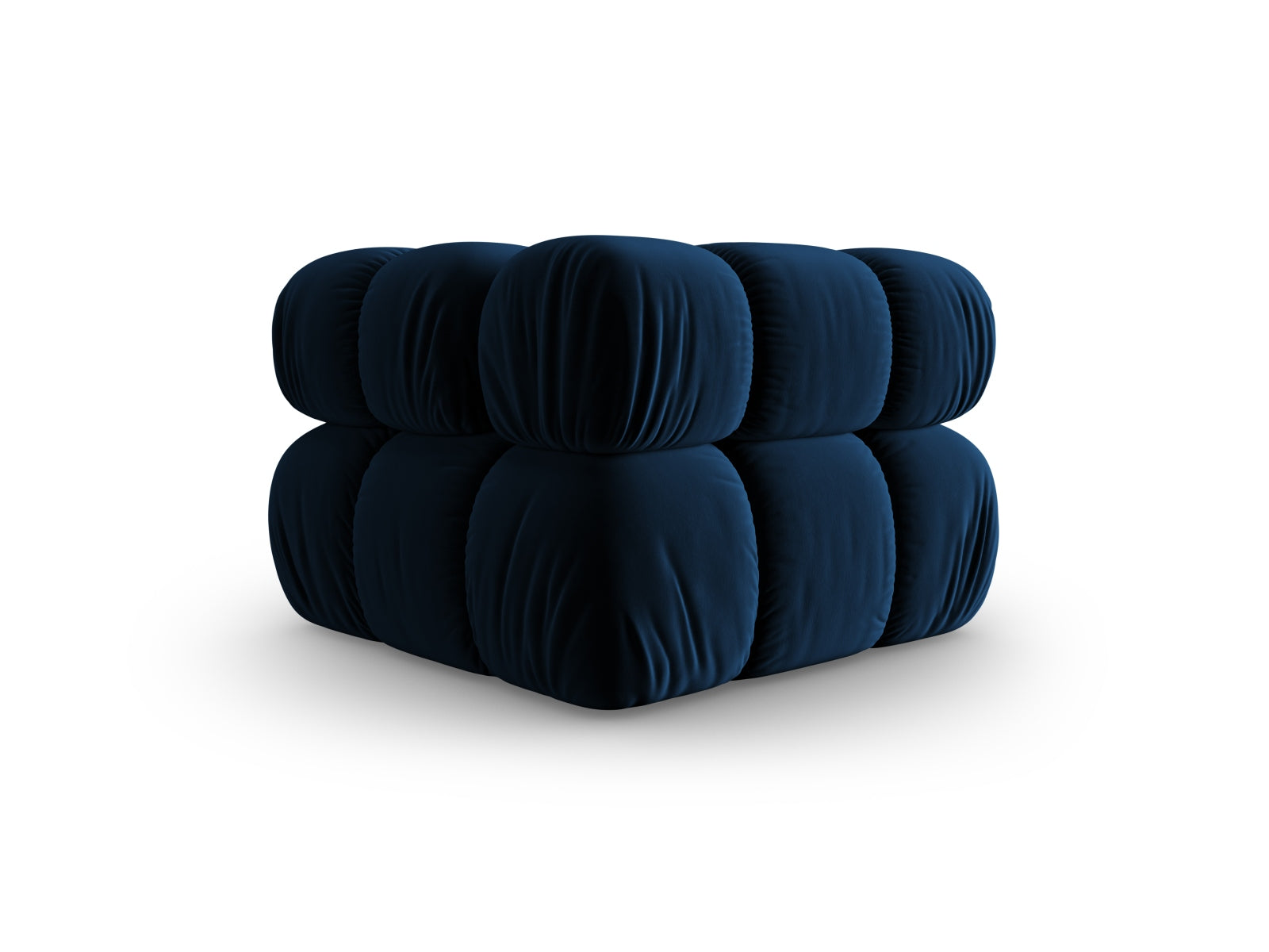 Eleganter Bellis Velour Modul Corner 1 Sitzer in Royal Blue-Riviera, ideal für stilvolle Wohnräume und entspannte Sitzgelegenheiten.