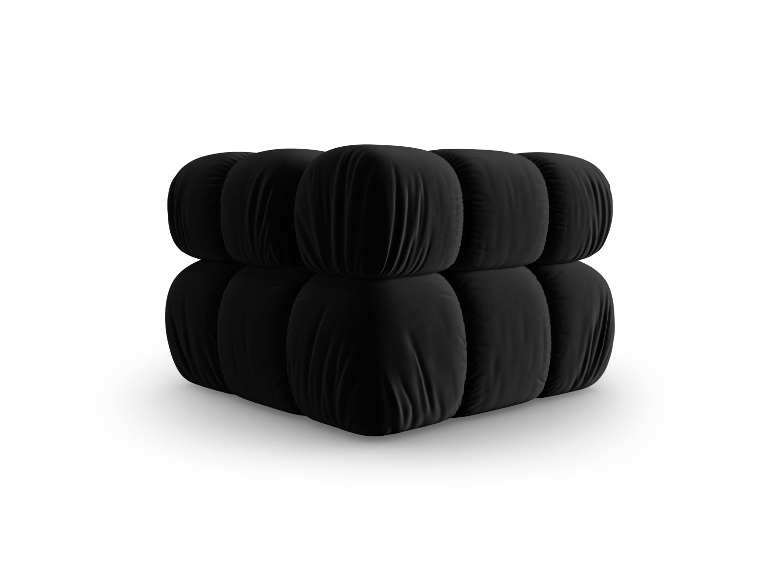 Eleganter Bellis Velour Modul Corner 1 Sitzer in zeitlosem Schwarz, ideal für moderne Wohnräume und entspannte Stunden.