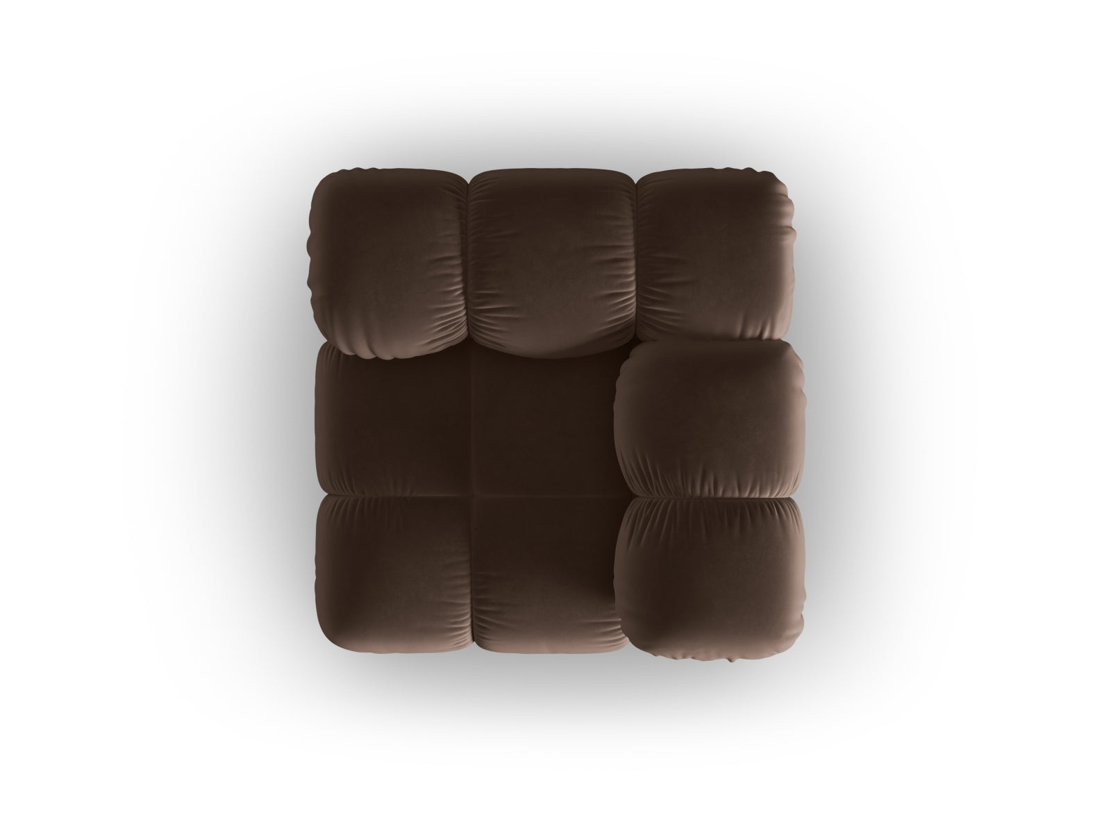Stylischer Bellis Velour Modul Corner 1 Sitzer in edlem Braun, perfekt für moderne Wohnkonzepte und individuelle Sitzlösungen.
