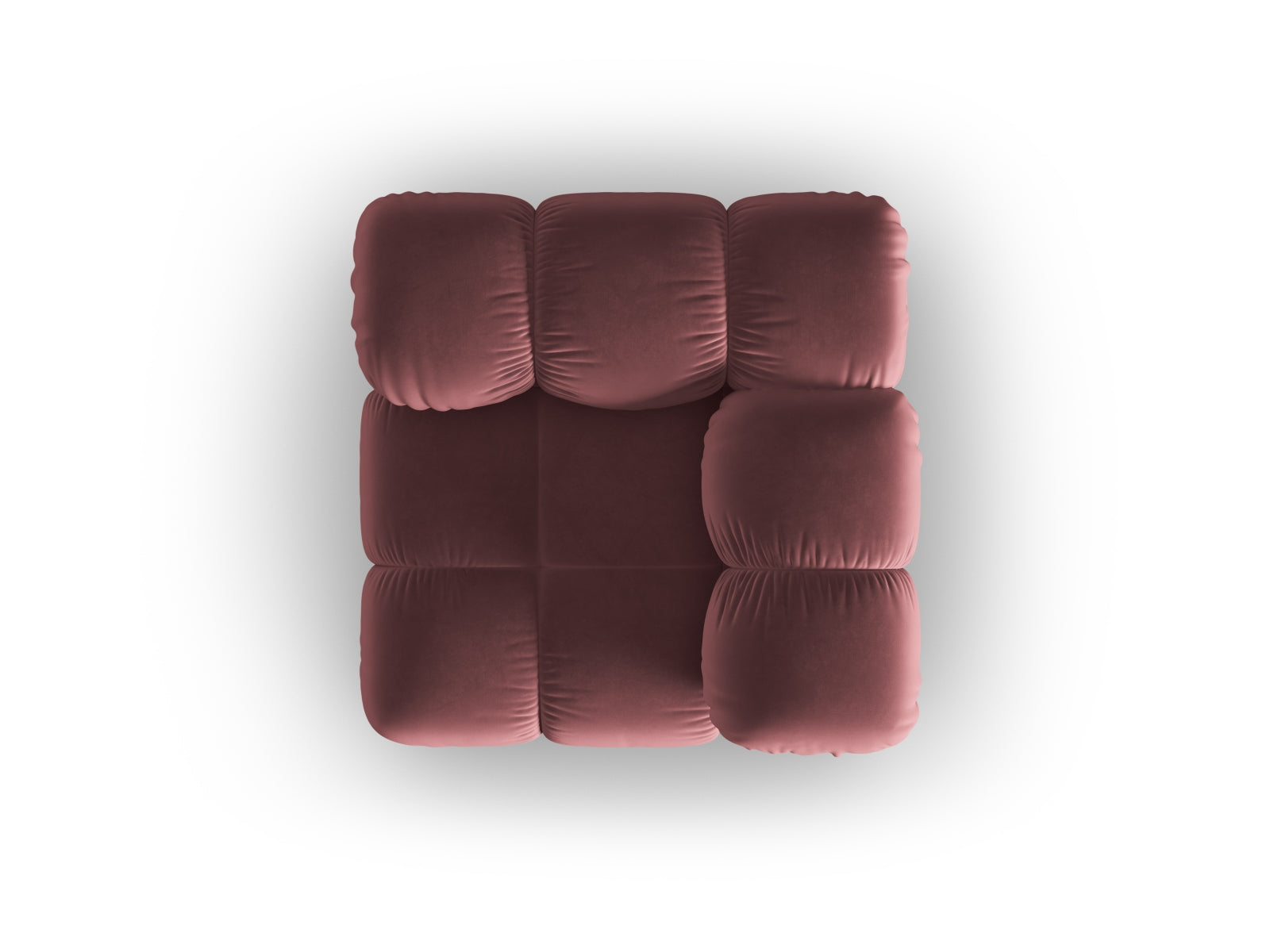 Stylischer Bellis Velour Modul Corner 1 Sitzer in sanftem Pink-Riviera, perfekt für moderne Wohnkonzepte und gemütliche Ecken.