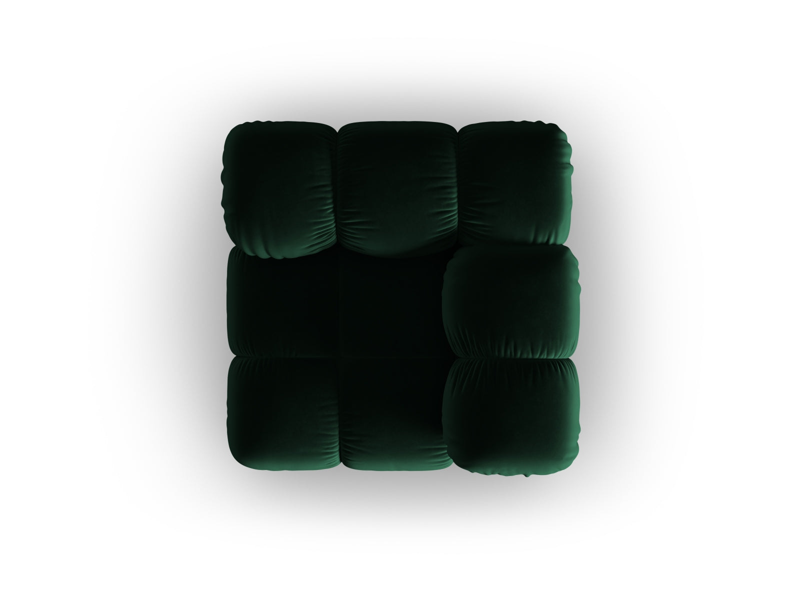 Stylischer Bellis Velour Modul Corner 1 Sitzer in edlem Flaschengrün, perfekt für moderne Wohnkonzepte und gemütliche Ecken.