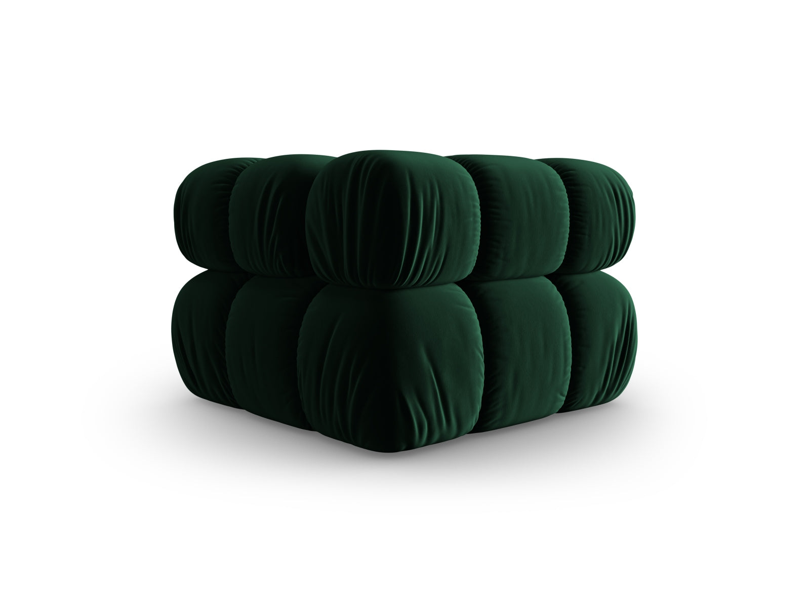 Eleganter Bellis Velour Modul Corner 1 Sitzer in tiefem Flaschengrün, ideal für stilvolle Wohnräume und entspannte Sitzgelegenheiten.