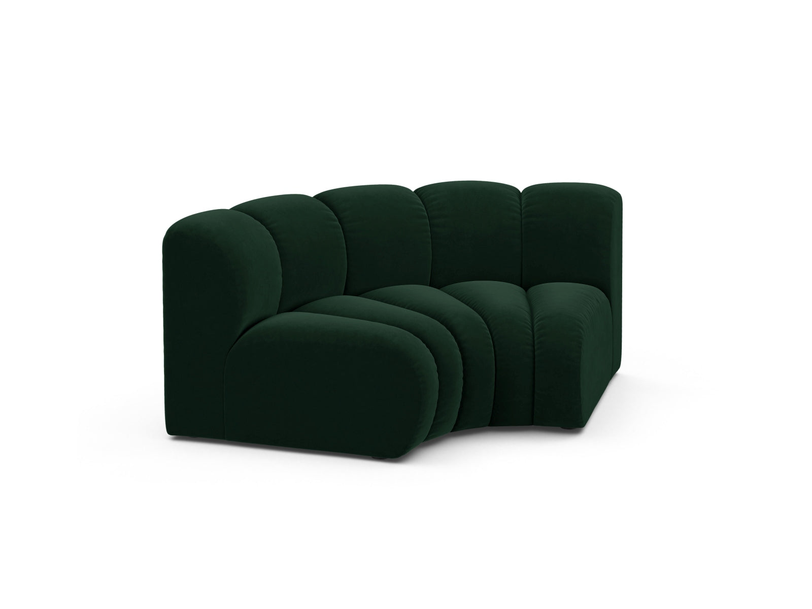Eleganter Lupine Velour Modul Corner 1 Sitzer in Flaschengrün, ideal für stilvolle Wohnräume und vielseitige Sofa-Kombinationen.