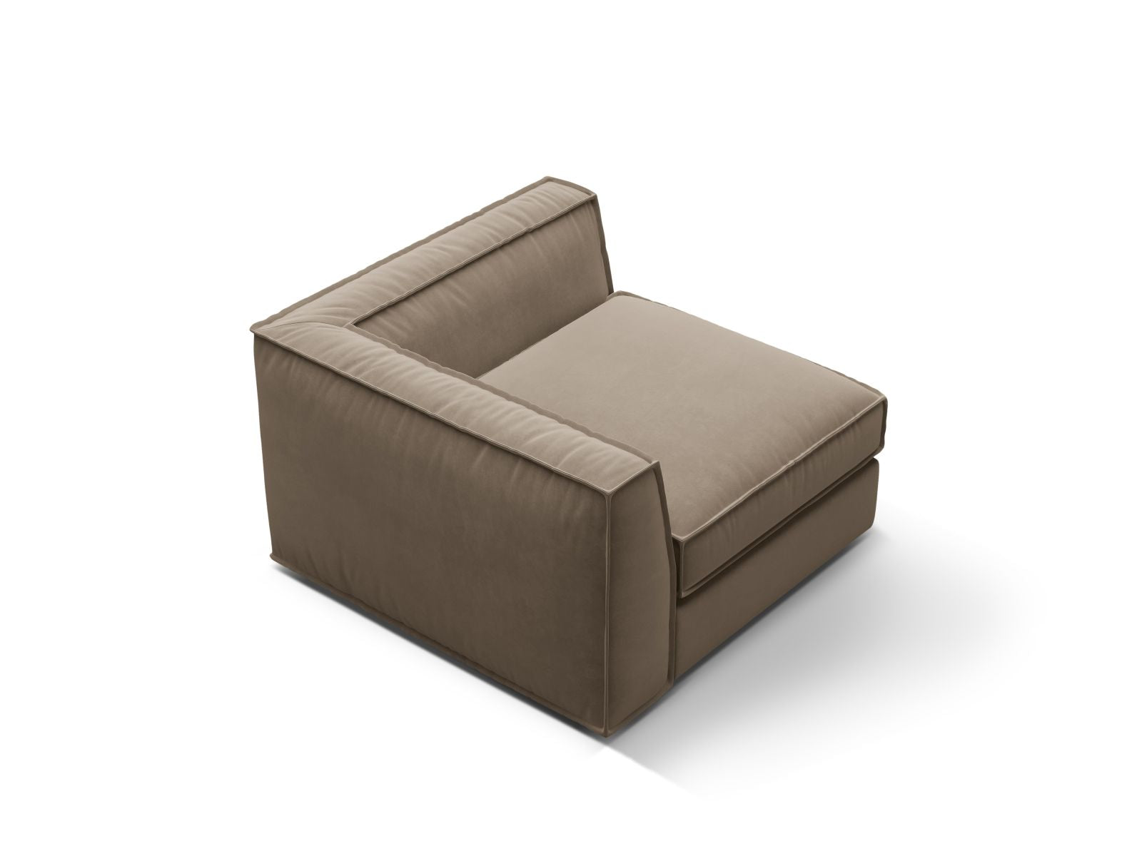Elegantes 1-Sitzer Eckmodul Pola in trendigem Grau-Braun, ideal für individuelle Sofa-Arrangements und stilvolle Wohnambiente.