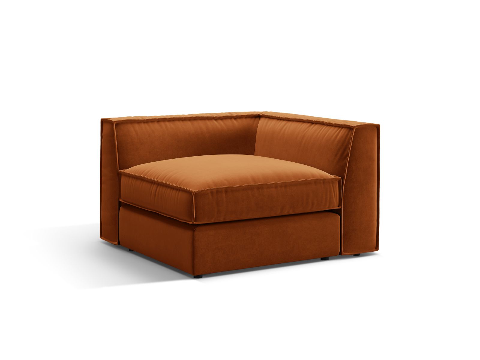 Elegantes 1-Sitzer Eckmodul Pola in warmem Terracotta, ideal für individuelle Sofa-Gestaltung, erhältlich bei KAQTU Design AG.