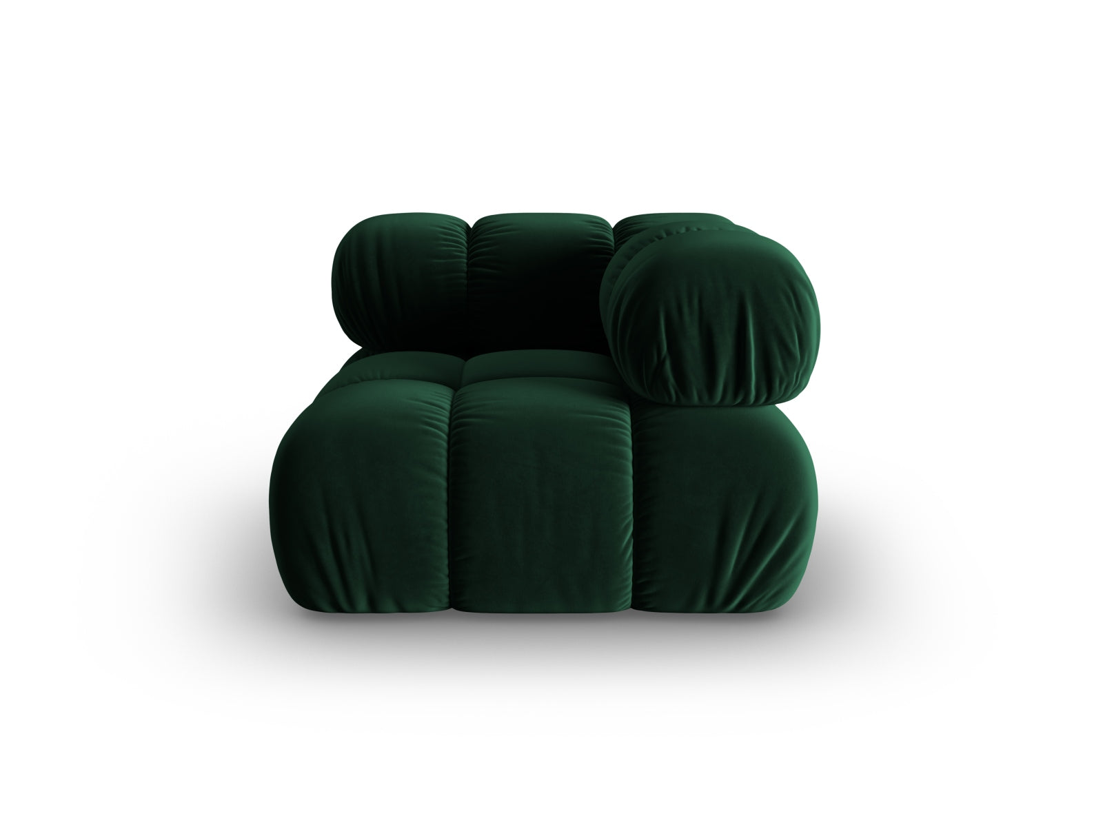 Eleganter Bellis Velour Modul Corner 1 Sitzer in sattem Bottle Green, ideal für stilvolle Wohnräume und vielseitige Sofa-Arrangements.