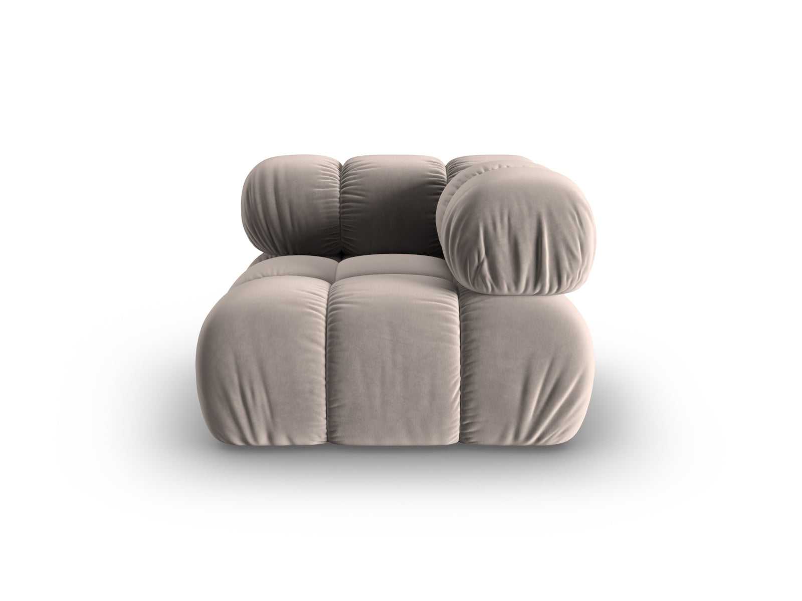 Eleganter Bellis Velour Modul Corner 1 Sitzer in stilvollem Cappuccino-Bluvel, ideal für moderne Wohnräume und vielseitige Sofa-Arrangements.