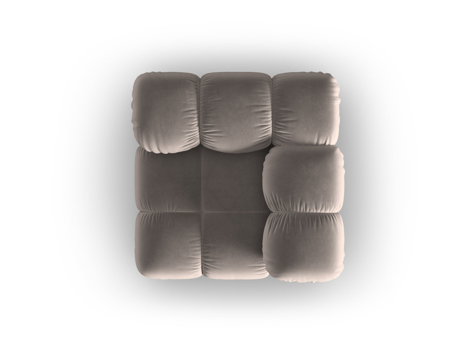 Stylischer Bellis Velour Modul Corner 1 Sitzer in edlem Cappuccino-Bluvel, perfekt für kreative Wohnkonzepte und gemütliche Sitzgelegenheiten.