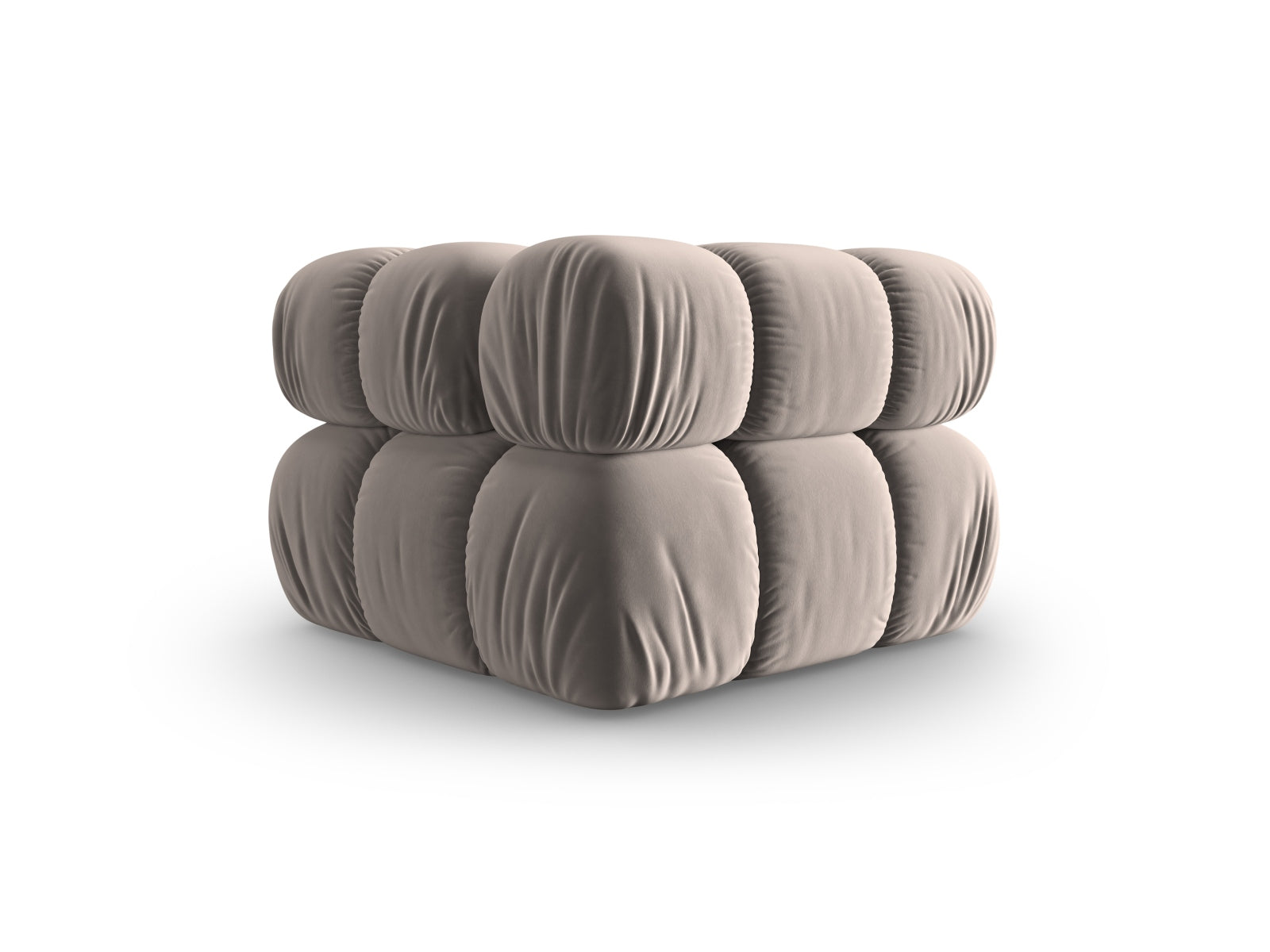 Eleganter Bellis Velour Modul Corner 1 Sitzer in warmem Cappuccino-Bluvel, ideal für moderne Wohnräume und entspannende Momente.