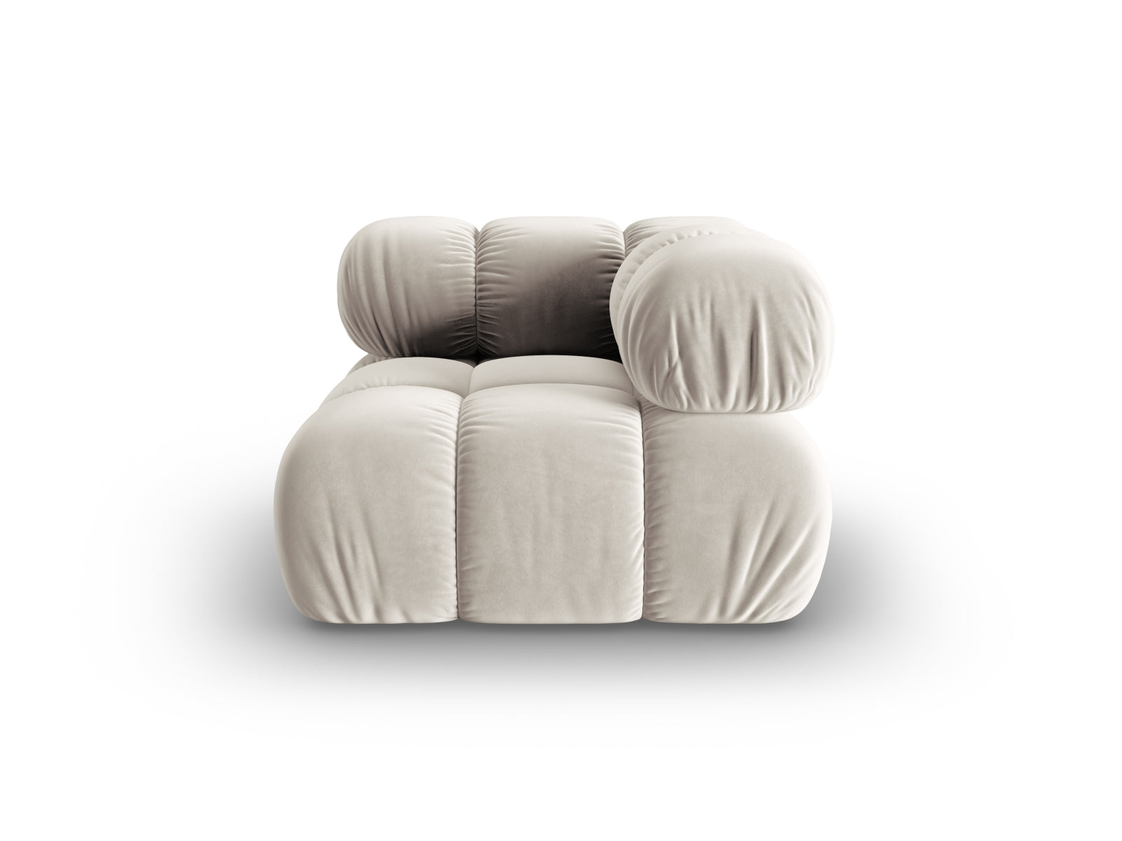 Eleganter Bellis Velour Modul Corner 1 Sitzer in Dunkelbeige, ideal für stilvolle Wohnräume und vielseitige Sofa-Arrangements.