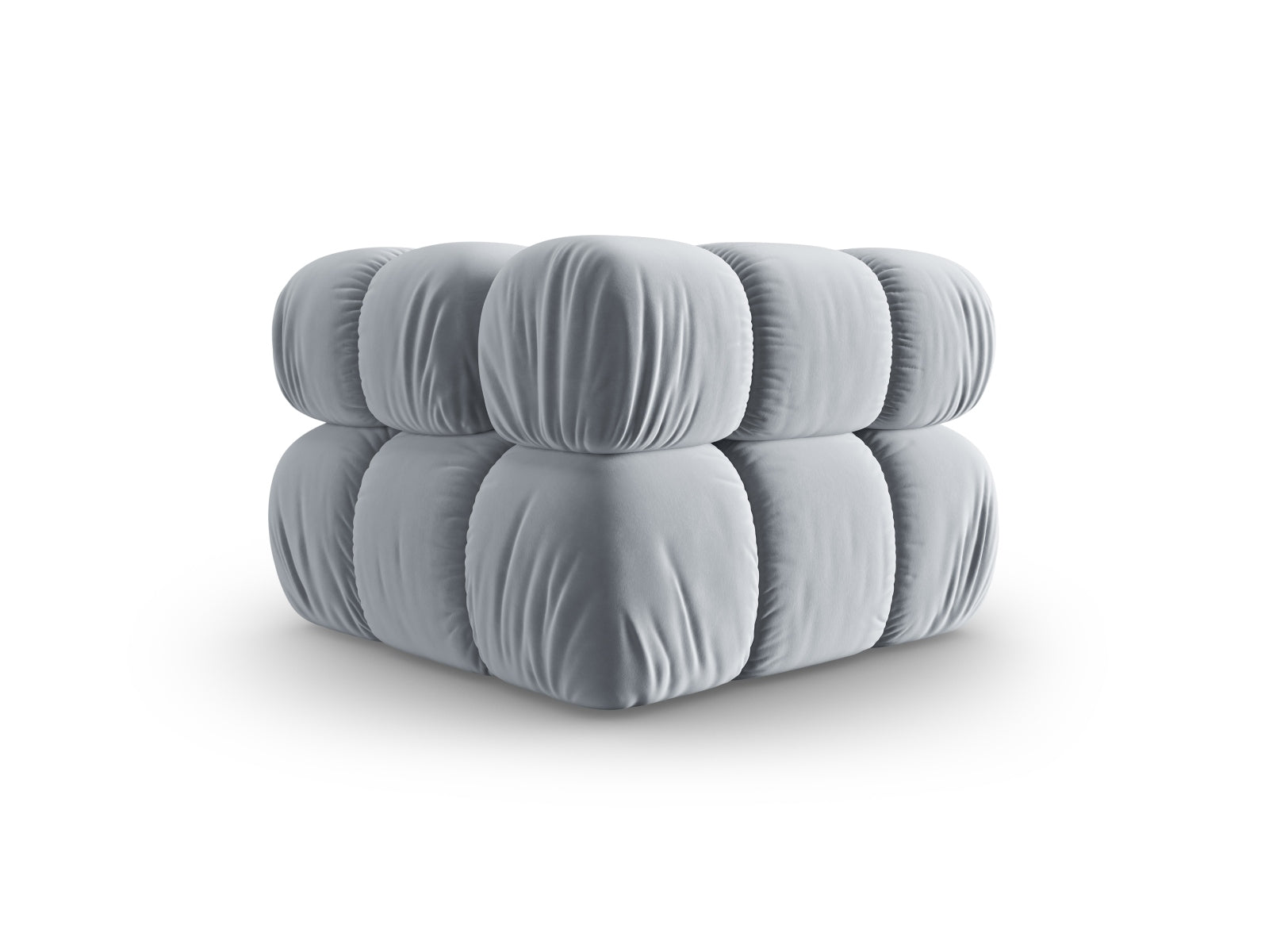 Eleganter Bellis Velour Modul Corner 1 Sitzer in sanftem Hellblau, ideal für kreative Raumgestaltungen und komfortable Sitzmöglichkeiten.