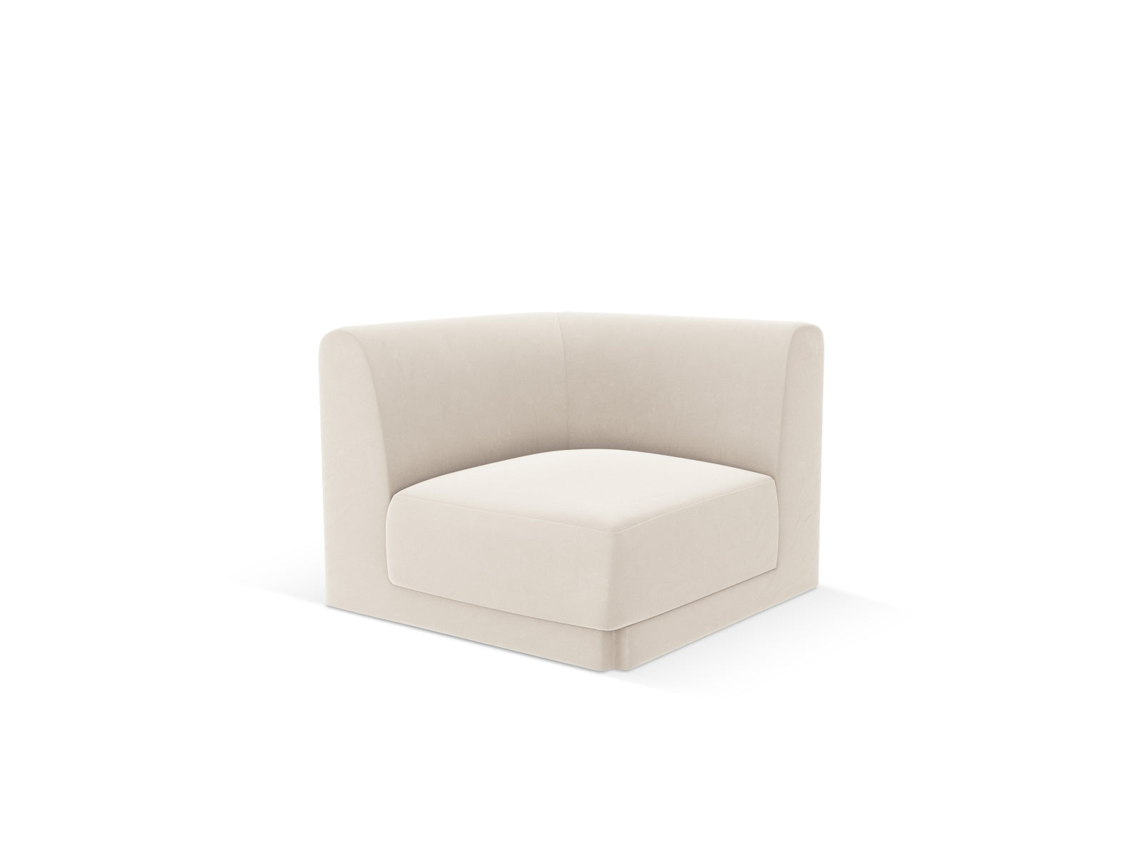 Eleganter Miley Velour Modul Corner 1 Sitzer in sanftem Beige, ideal für stilvolle Wohnräume. Hochwertiges Design von Micadoni.